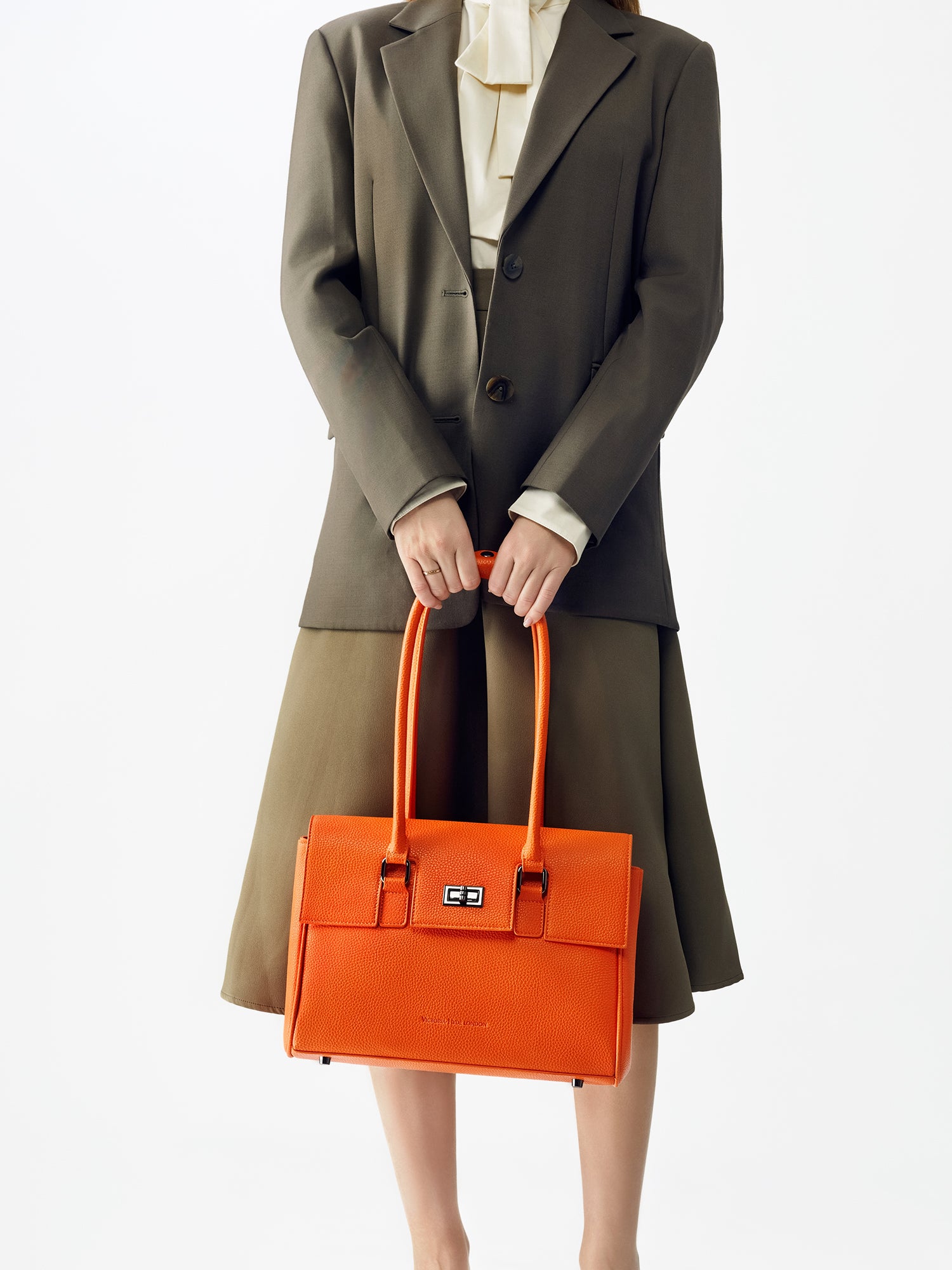 Victoria Hyde Jolene Small Orange new work bag – colorful vegan microfiber leather, tablet compartment for up to 12.9", smart organizer, removable cosmetic bag, water-repellent, for professional power women.