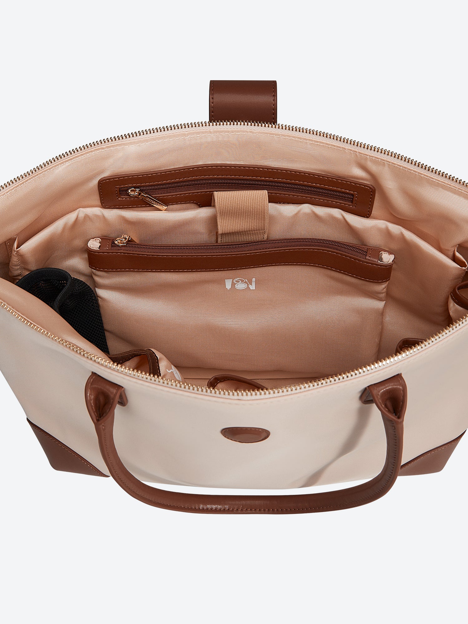 Victoria Hyde Eva Apricot work bag – lightweight, durable nylon, laptop/tablet compartment, smart organizer, removable cosmetic pouch, water-repellent, vegan. Ideal for professional women.