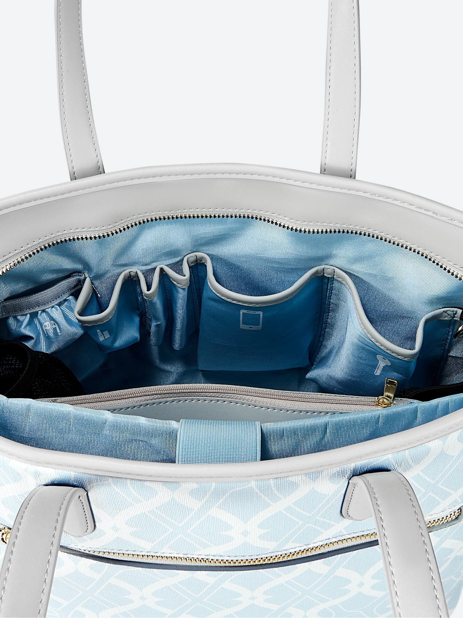 Victoria Hyde Yoana Large work bag in light blue, vegan, water-repellent, with laptop compartment and removable cosmetic bag.