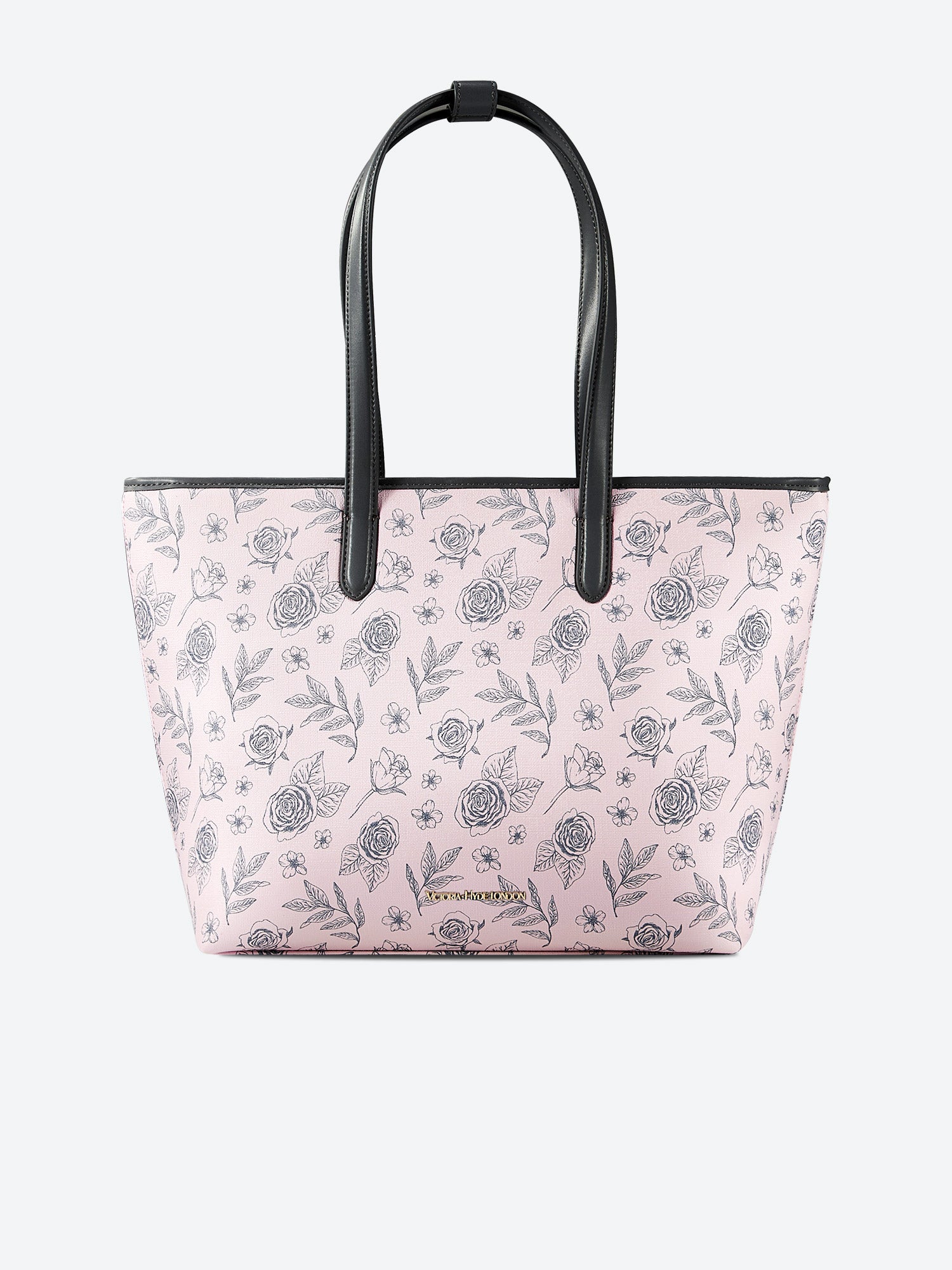 Pink Victoria Hyde Yoana Large work bag with laptop compartment, removable cosmetic pouch, vegan microfiber leather, and Shandong silk lining. Perfect for commuters.