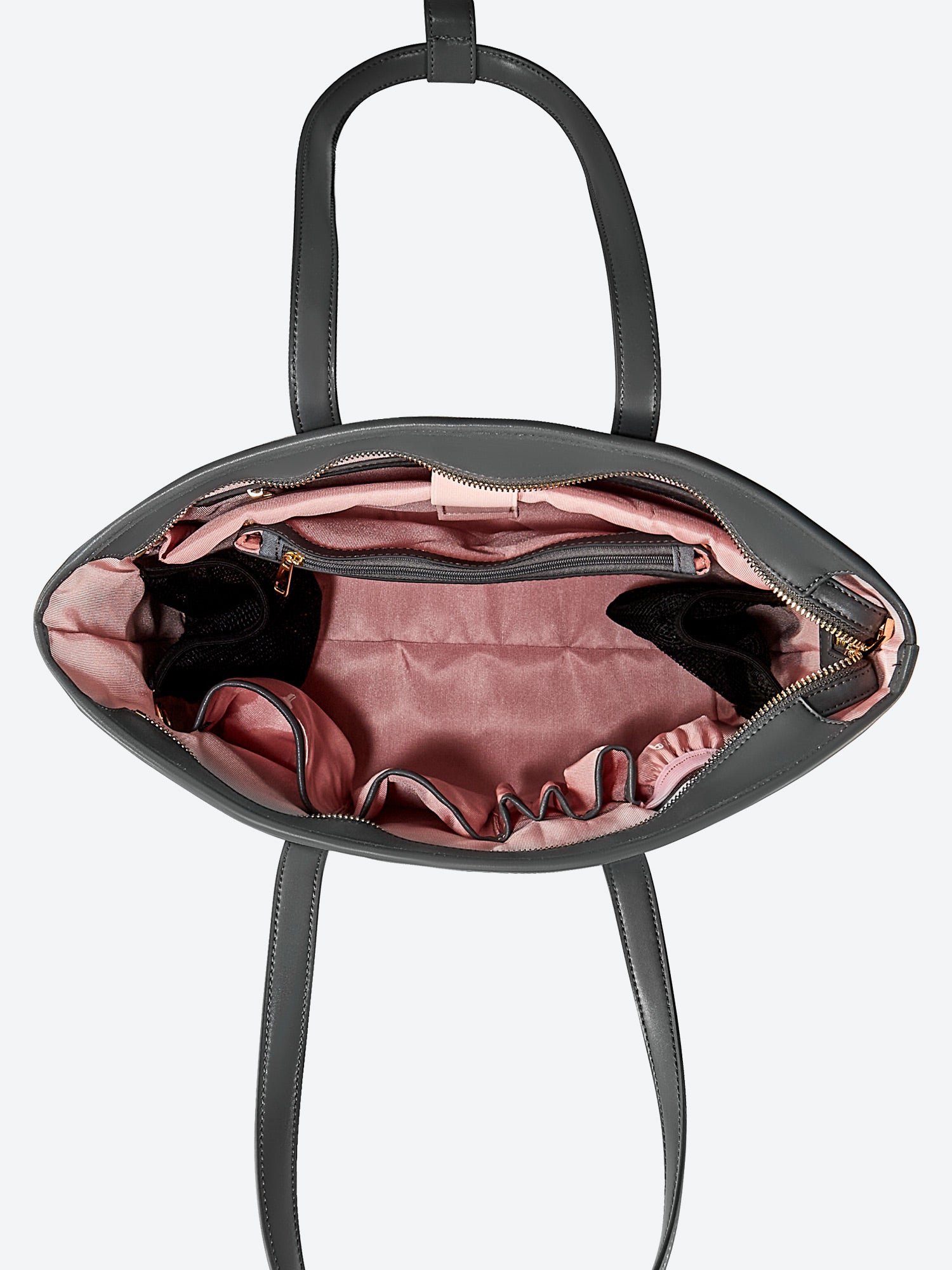 Pink Victoria Hyde Yoana Large work bag with laptop compartment, removable cosmetic pouch, vegan microfiber leather, and Shandong silk lining. Perfect for commuters.