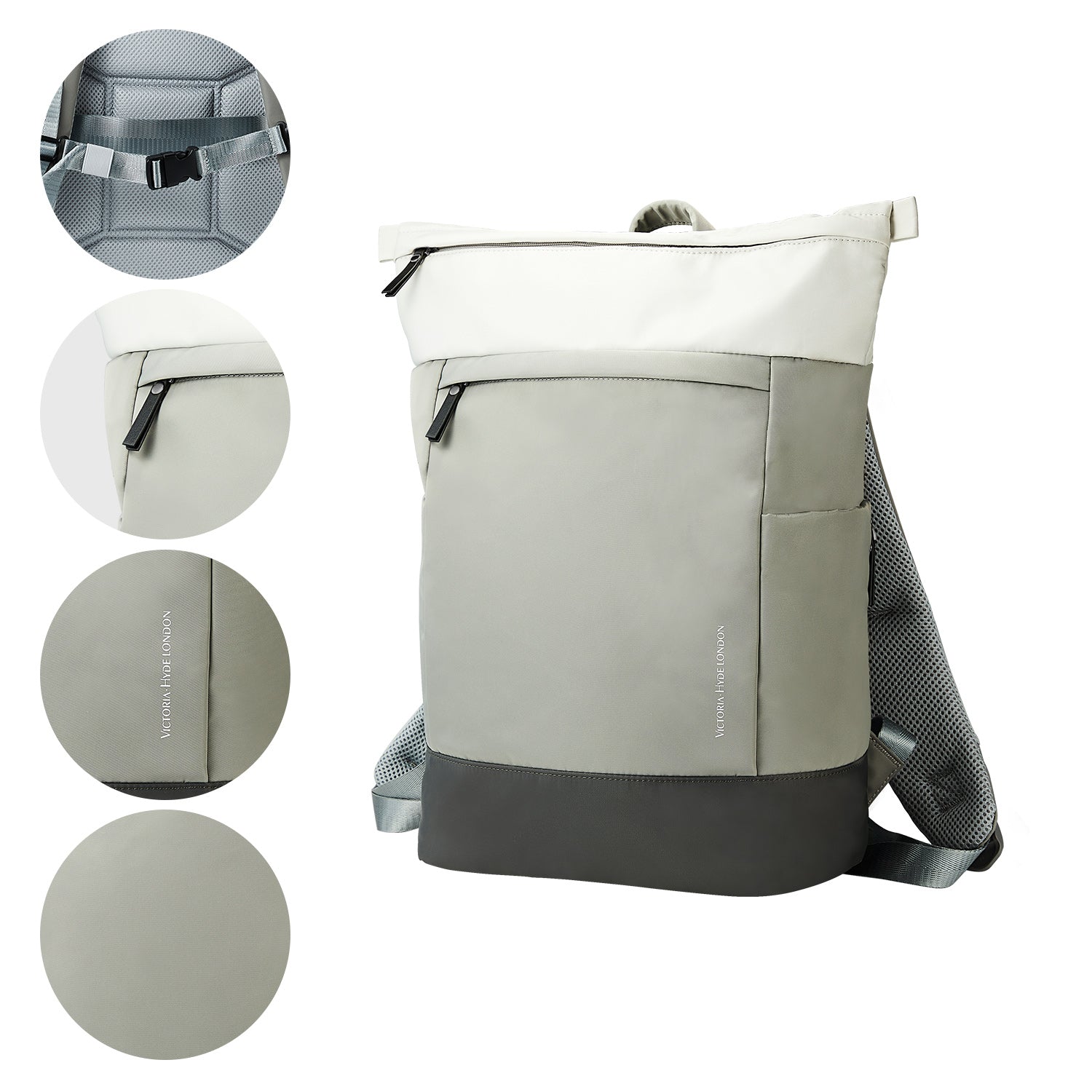 Victoria Hyde Wendy unisex work backpack in nylon with laptop compartment, Shandong silk lining, smart organization for commuters.