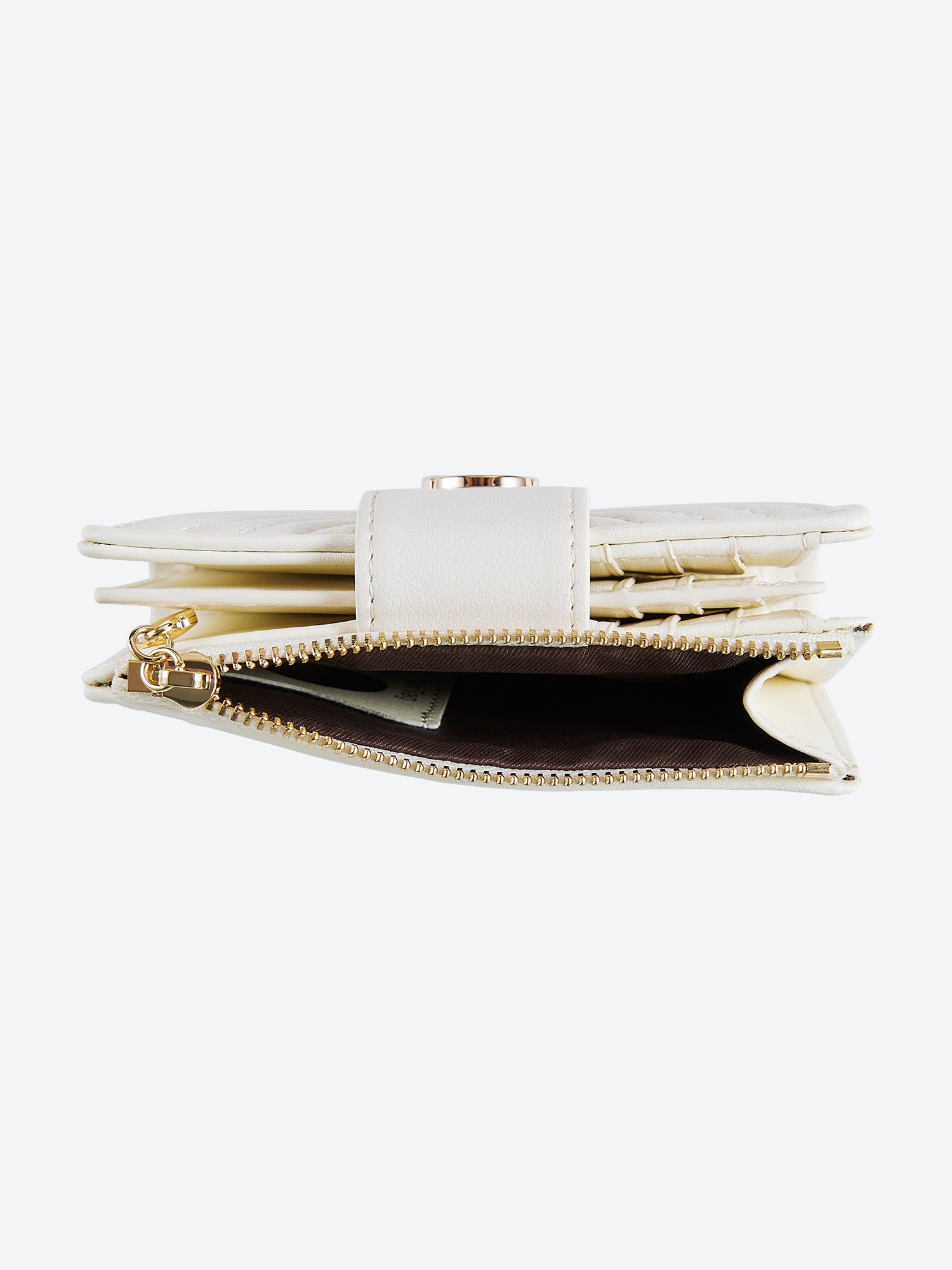 Victoria Hyde Rosi milk-white genuine leather wallet with 23 card slots, bill compartment, and zippered coin pocket. Multifunctional and elegant.