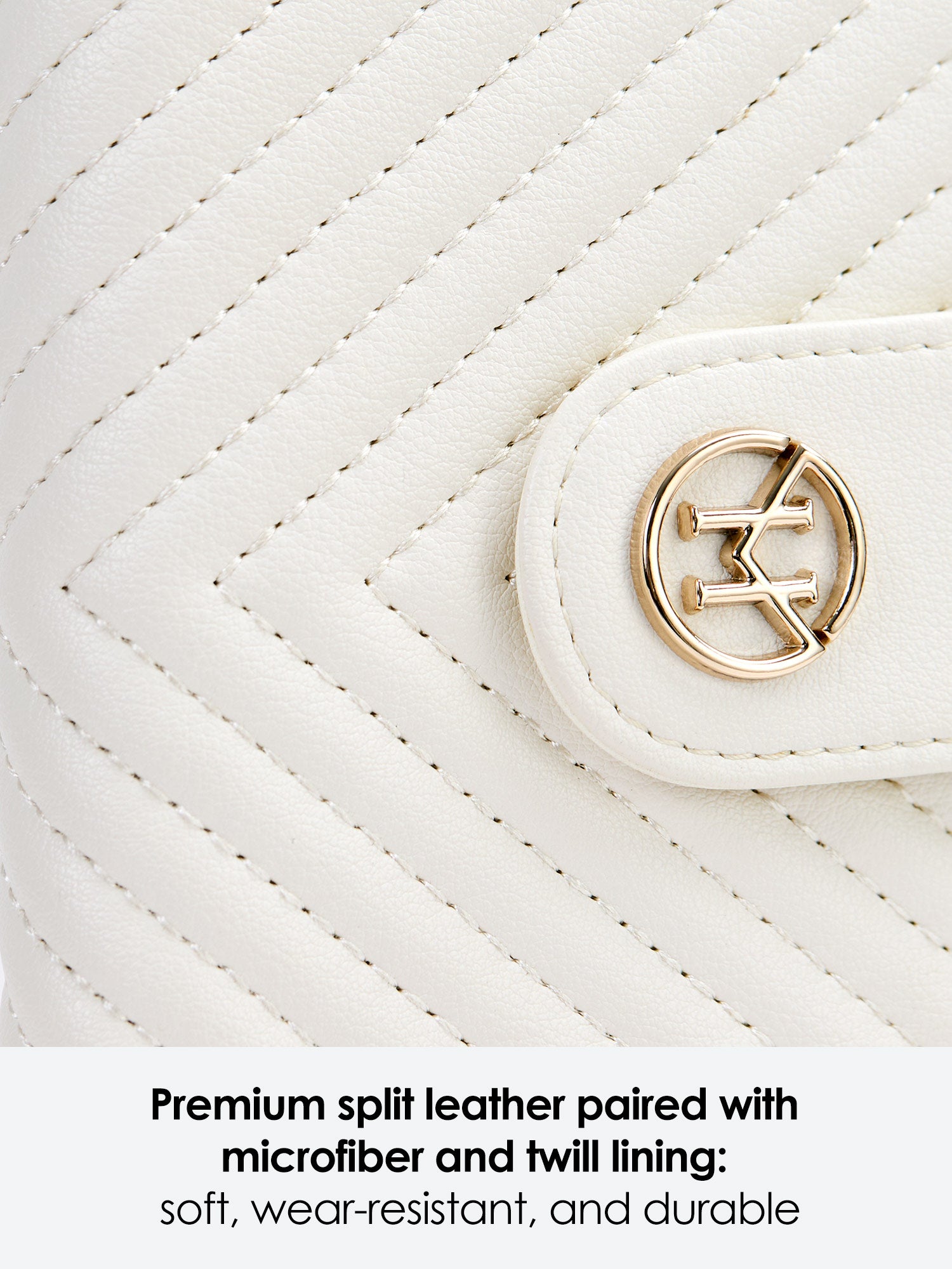 Victoria Hyde Rosi milk-white genuine leather wallet with 23 card slots, bill compartment, and zippered coin pocket. Multifunctional and elegant.