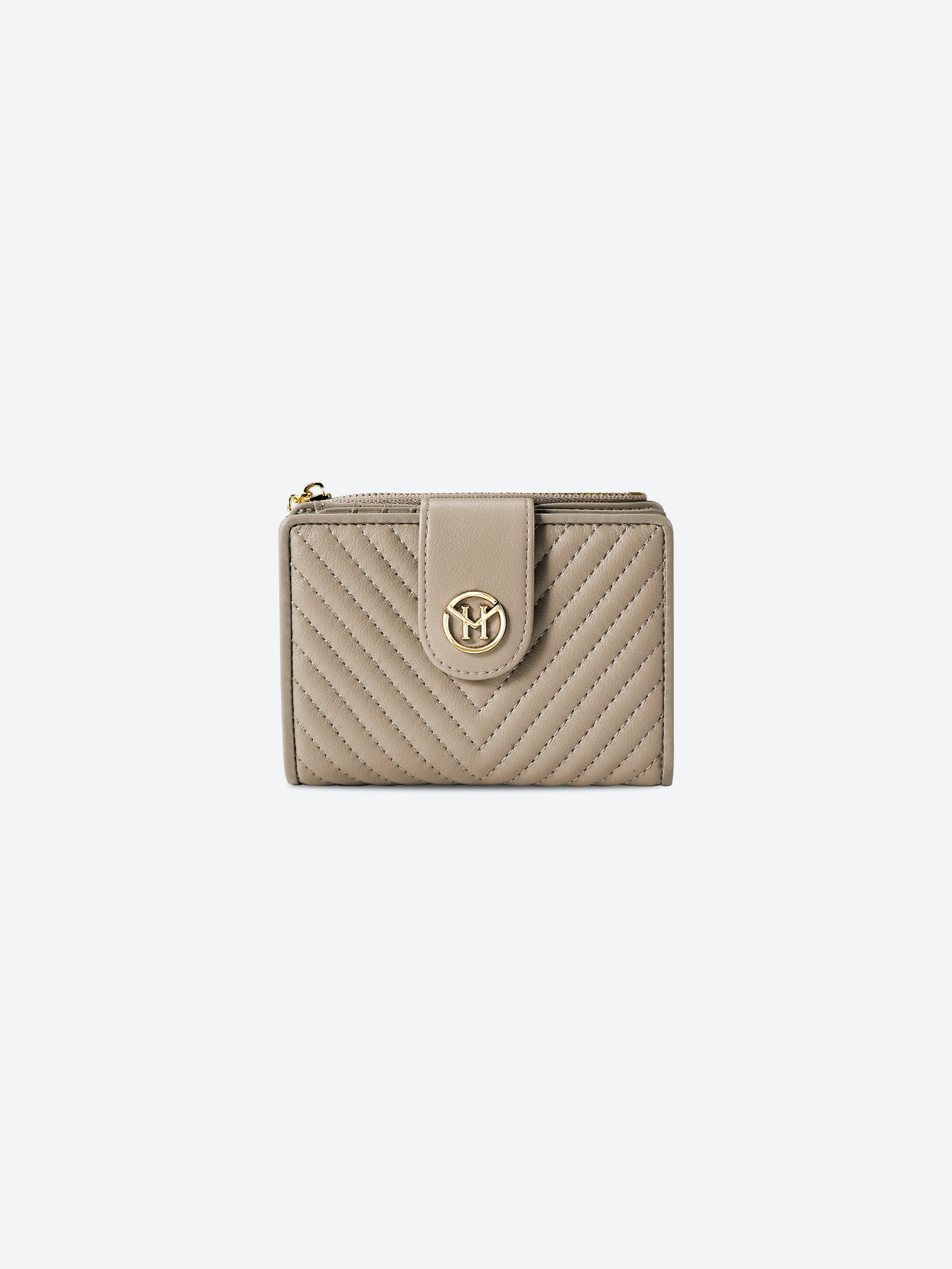 Victoria Hyde Rosi nude genuine leather wallet, multifunctional design with 19 card slots, bill compartment, and zippered coin pocket.