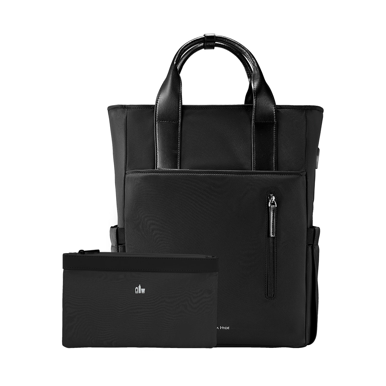 Victoria Hyde London Lake backpack – modern work backpack, 0.95kg, 15" laptop compartment, USB port, polyester exterior, silk lining, trolley strap, stylish commuter bag.