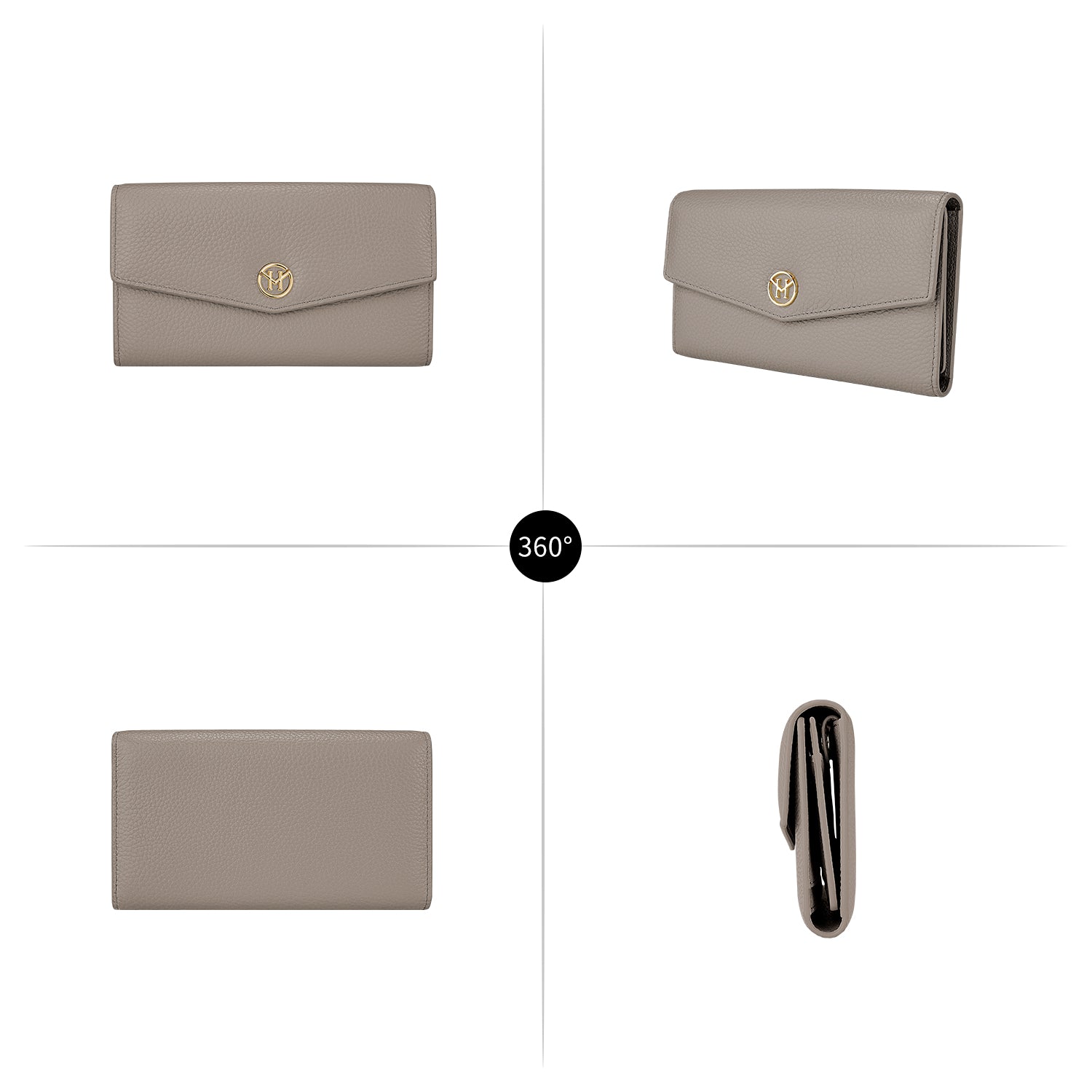 Victoria Hyde genuine leather multi-functional wallet – smooth full-grain leather, removable coin case, 14 card slots, bill compartments, elegant British design.