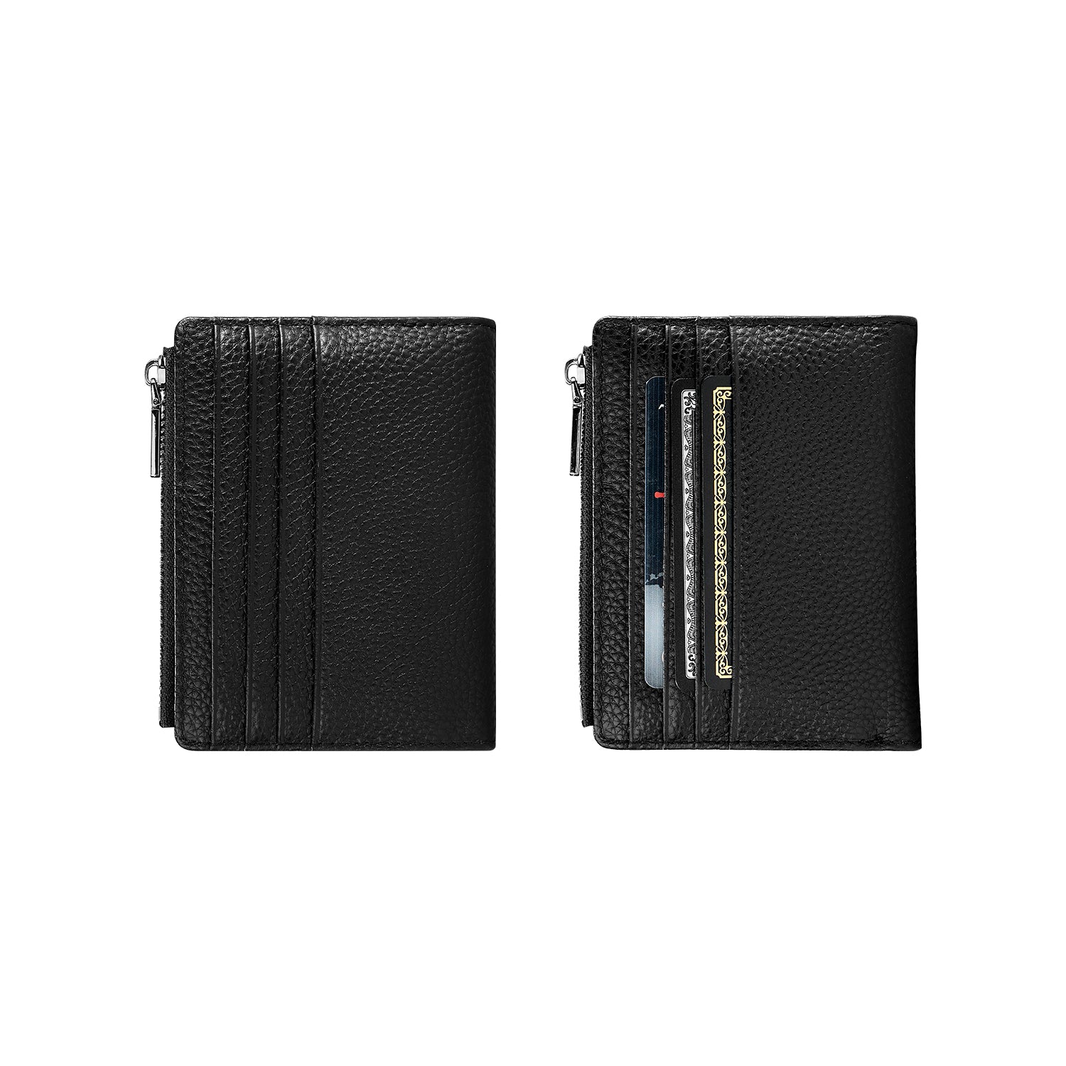 Victoria Hyde genuine leather men's wallet with 8 card slots, bill compartment, zipper coin pocket, plus 4 external quick-access slots. Durable, minimalist luxury for everyday use.
