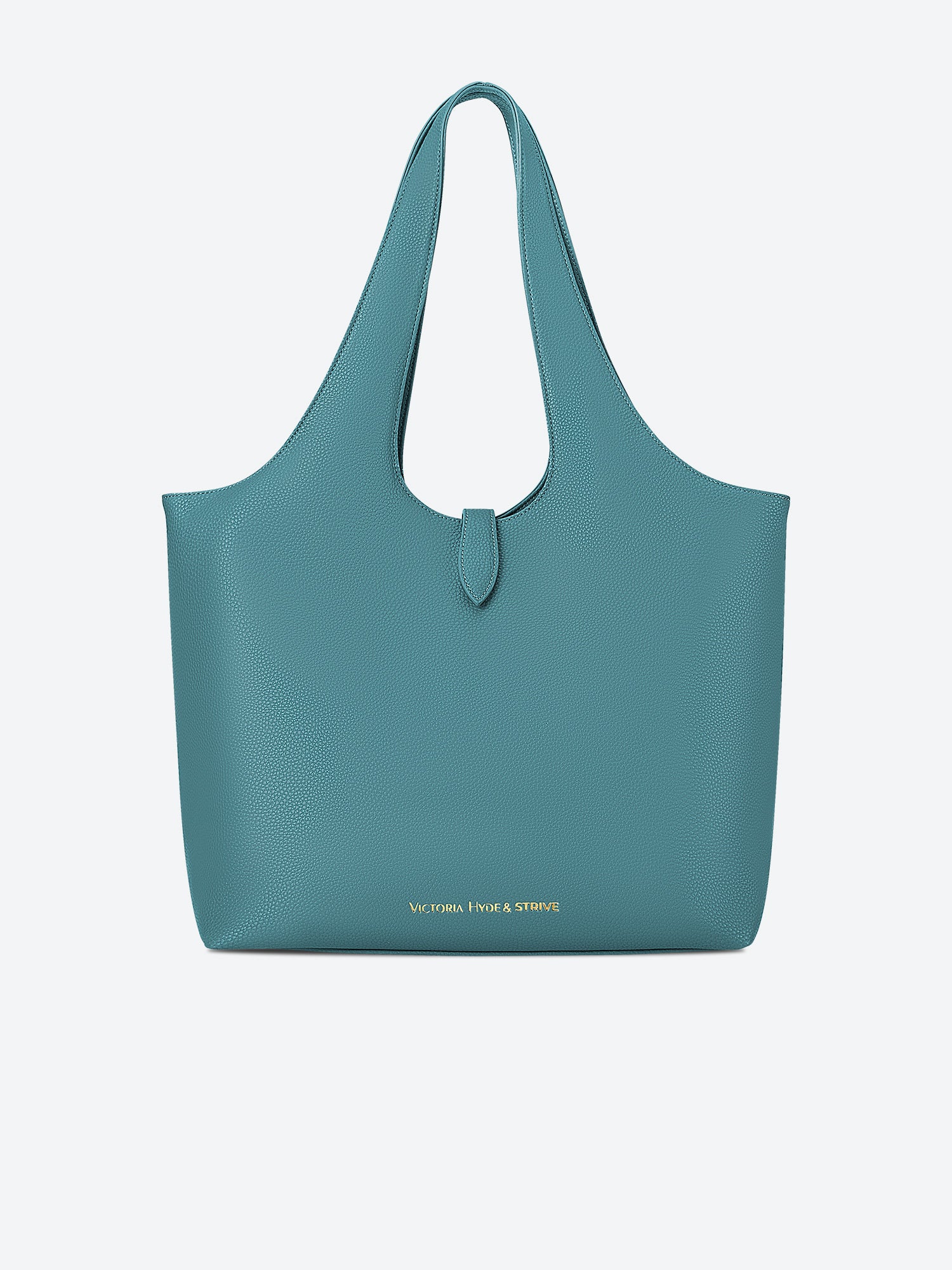 Victoria Hyde Strive Collection turquoise work bag. Microfiber leather, RPET lining. Interior pockets, removable laptop compartment, trolley strap. 0.85kg, 56x32x20 cm.