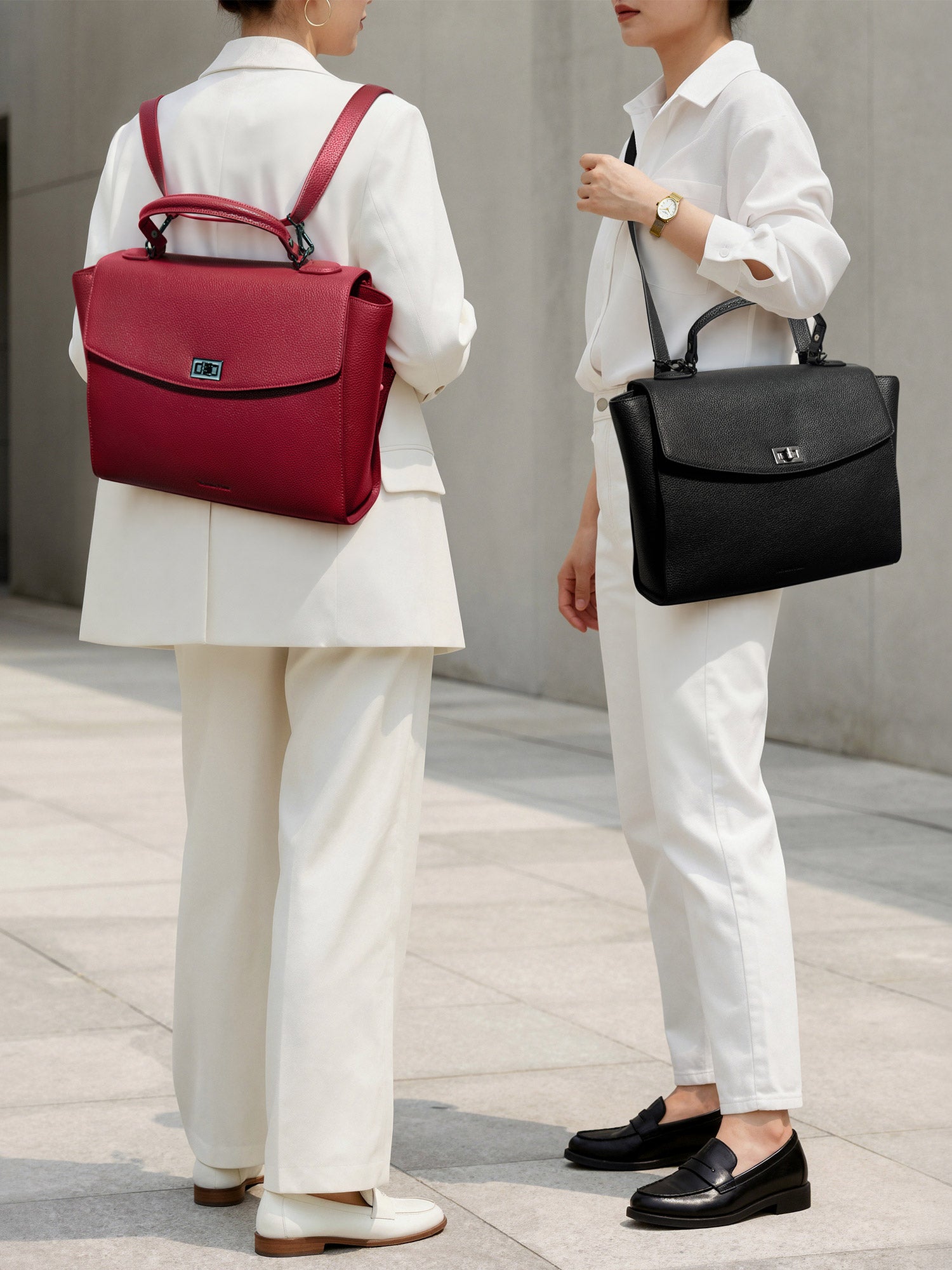 Victoria Hyde 2-in-1 convertible backpack – stylish microfibre leather handbag transforms to comfortable backpack. Removable straps, padded 13" laptop compartment, organised interior. Lightweight 880g.