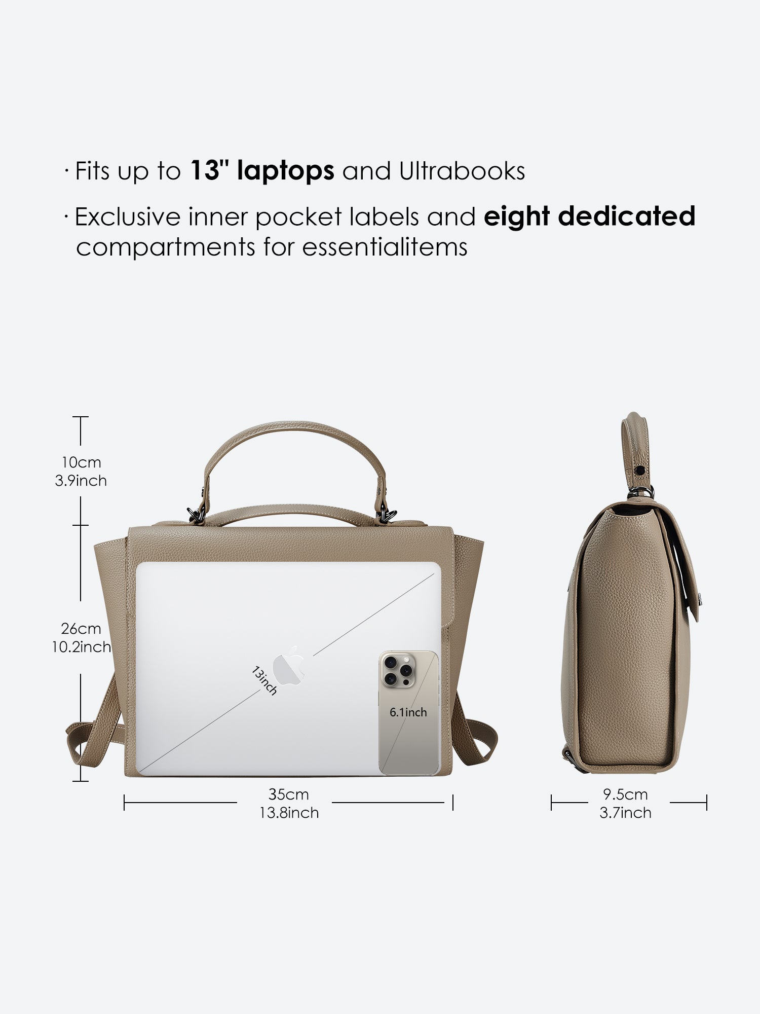 Victoria Hyde 2-in-1 backpack: stylish microfiber leather, converts from handbag to backpack with detachable straps, padded tablet compartment, lightweight.