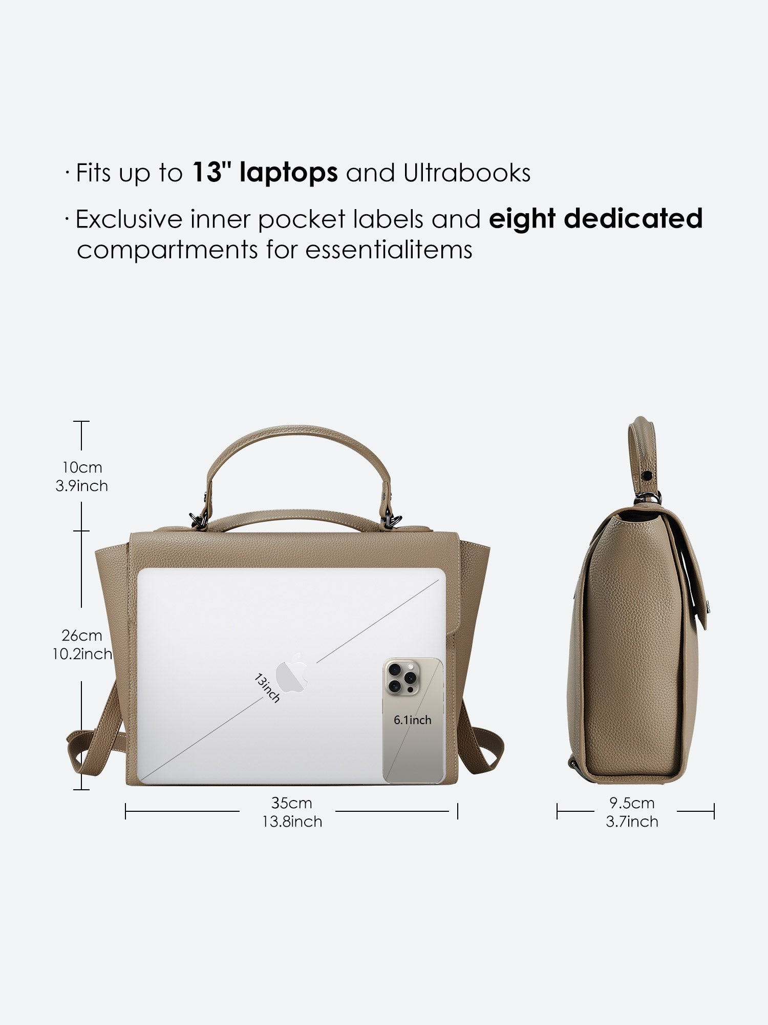 Victoria Hyde 2-in-1 backpack: stylish microfiber leather, converts from handbag to backpack with detachable straps, padded tablet compartment, lightweight.