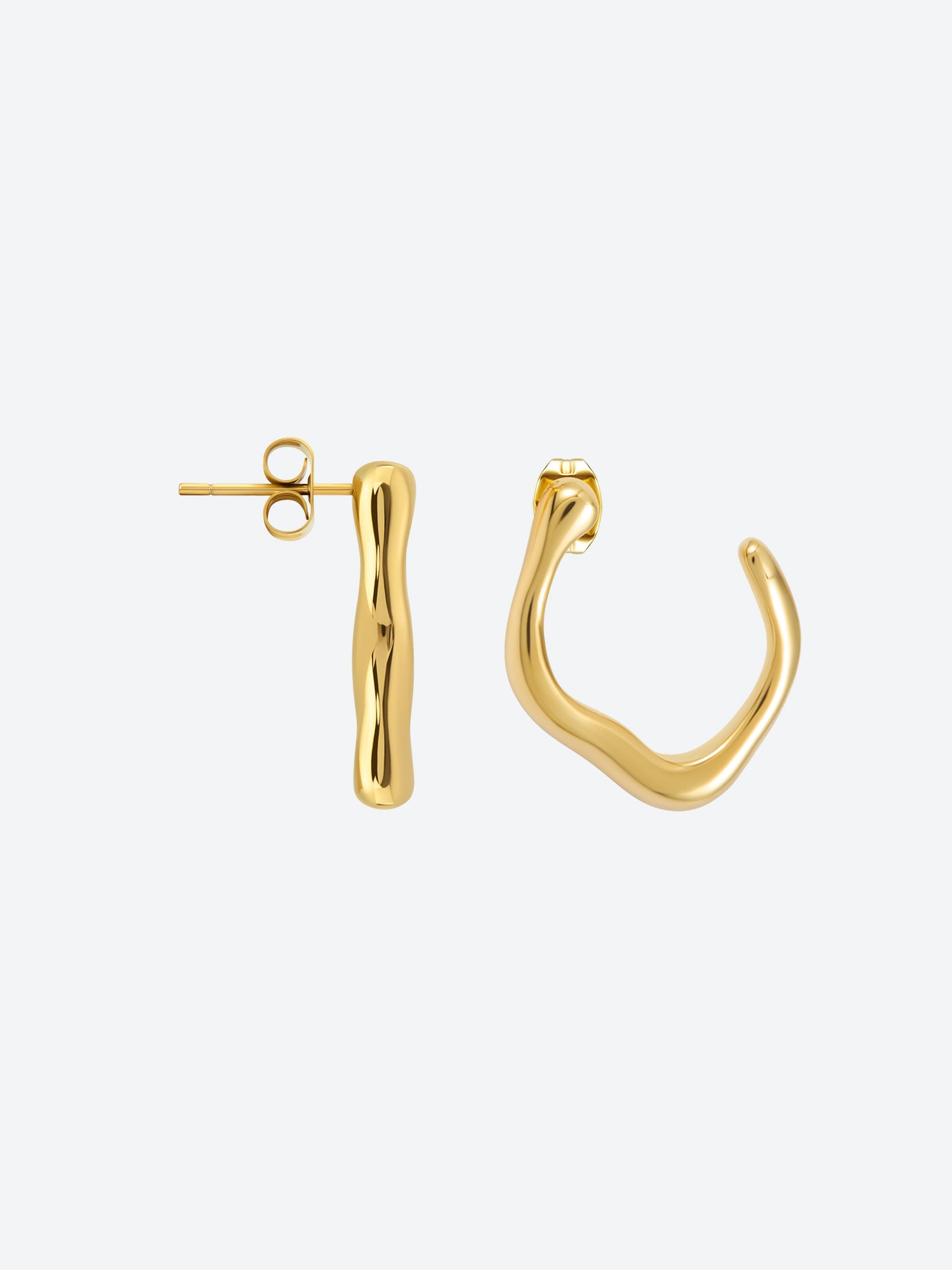 Ursula earrings in 1N14 light gold, made from eco-friendly copper with 925 silver posts, elegant design for professional women