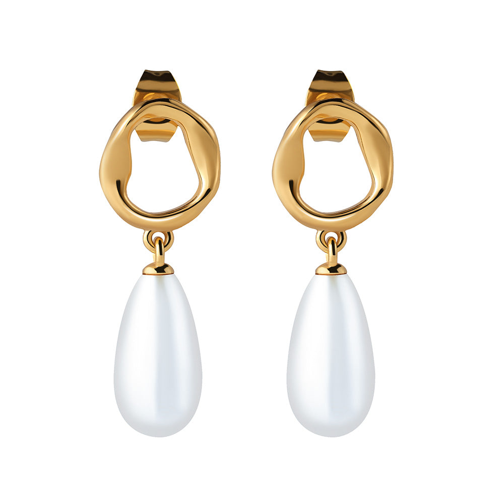 Victoria Hyde drop-shaped pearl earrings for women – imitation pearls, copper base, elegant, tarnish-resistant, perfect for daily or formal wear.