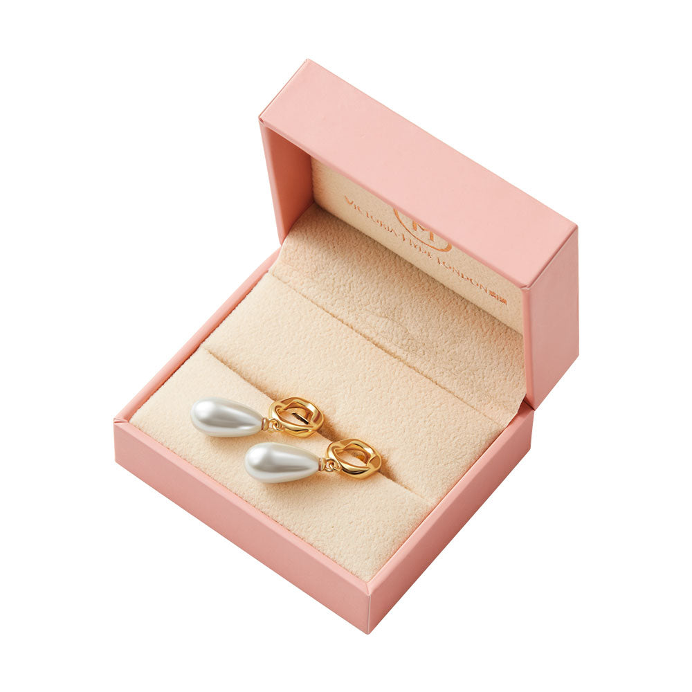 Victoria Hyde drop-shaped pearl earrings for women – imitation pearls, copper base, elegant, tarnish-resistant, perfect for daily or formal wear.