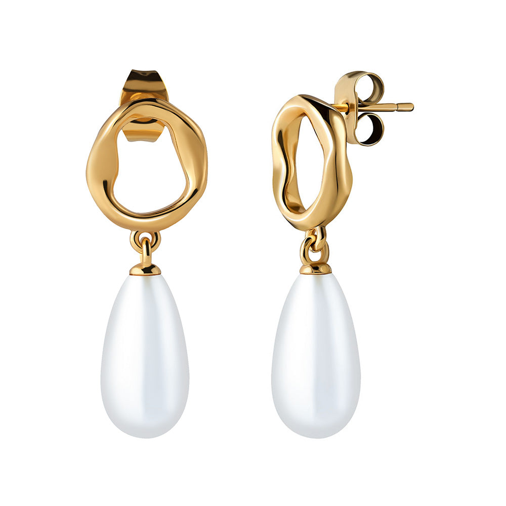 Victoria Hyde drop-shaped pearl earrings for women – imitation pearls, copper base, elegant, tarnish-resistant, perfect for daily or formal wear.