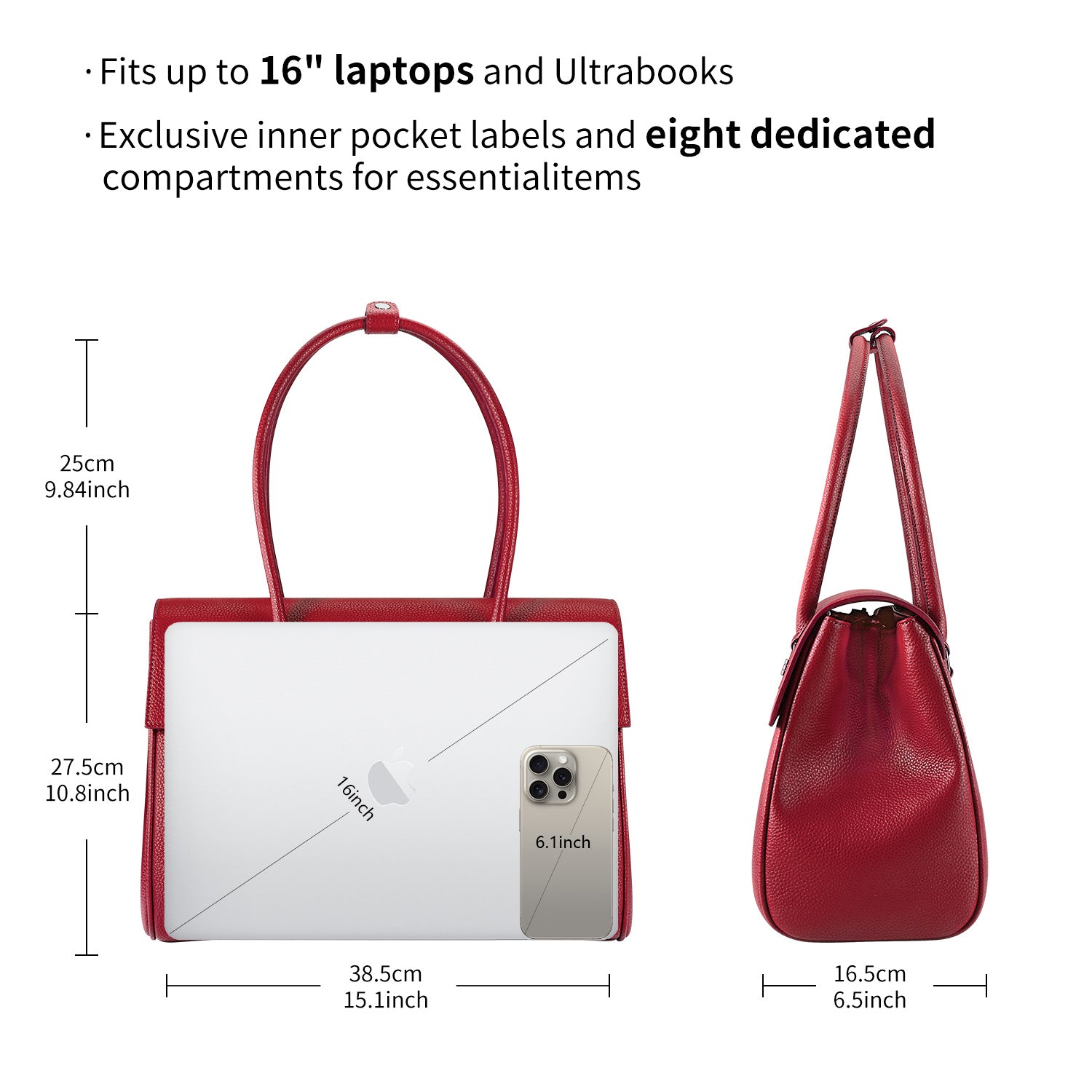 New Work Bag Jolene Garnet Red modern work bag sustainable tote bag with laptop compartment for women in business