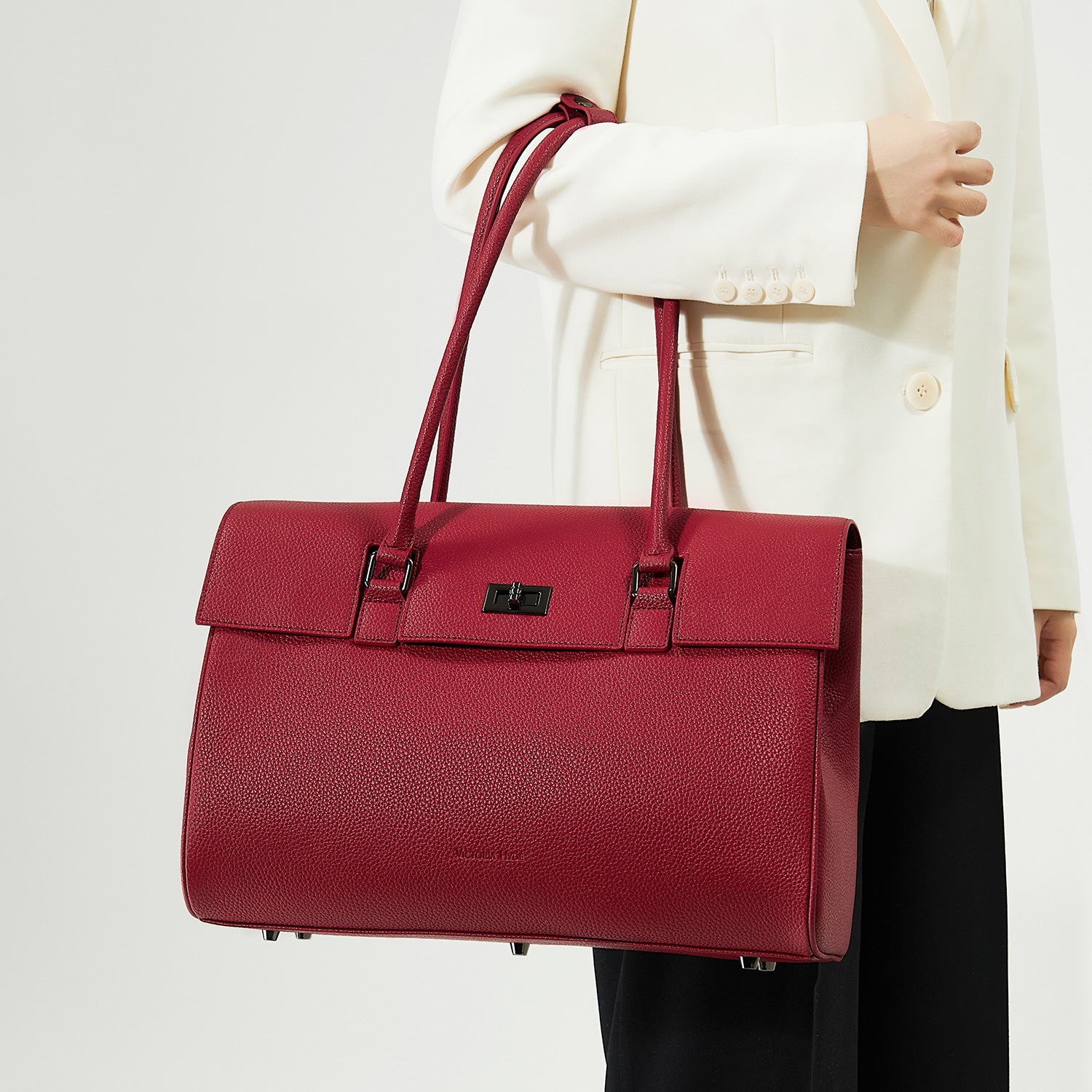 New Work Bag Jolene Garnet Red modern work bag sustainable tote bag with laptop compartment for women in business