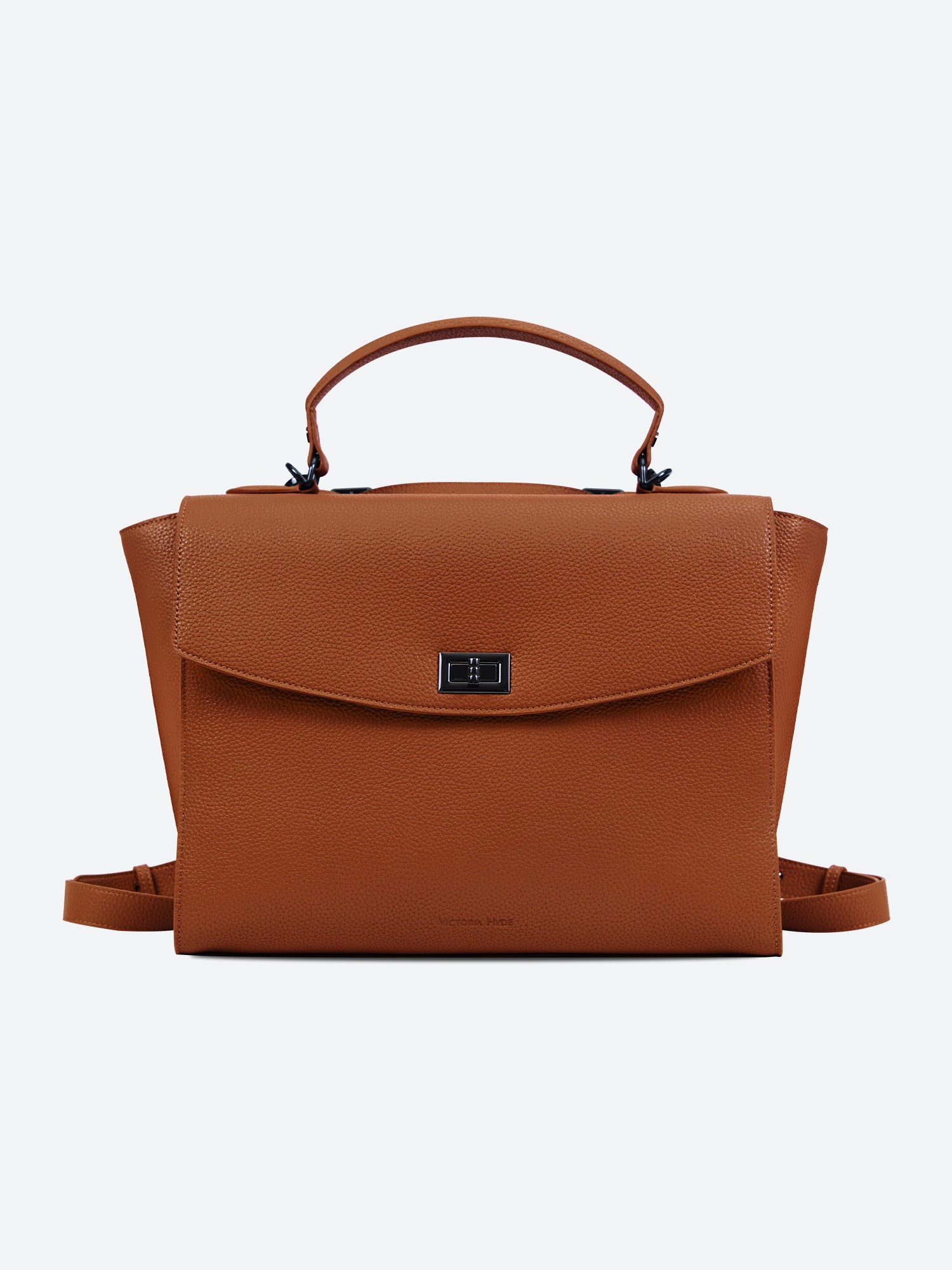 Victoria Hyde Potter 2-in-1 convertible laptop backpack in braun, stylish vegan leather business bag for women, fits up to 13-inch laptops.