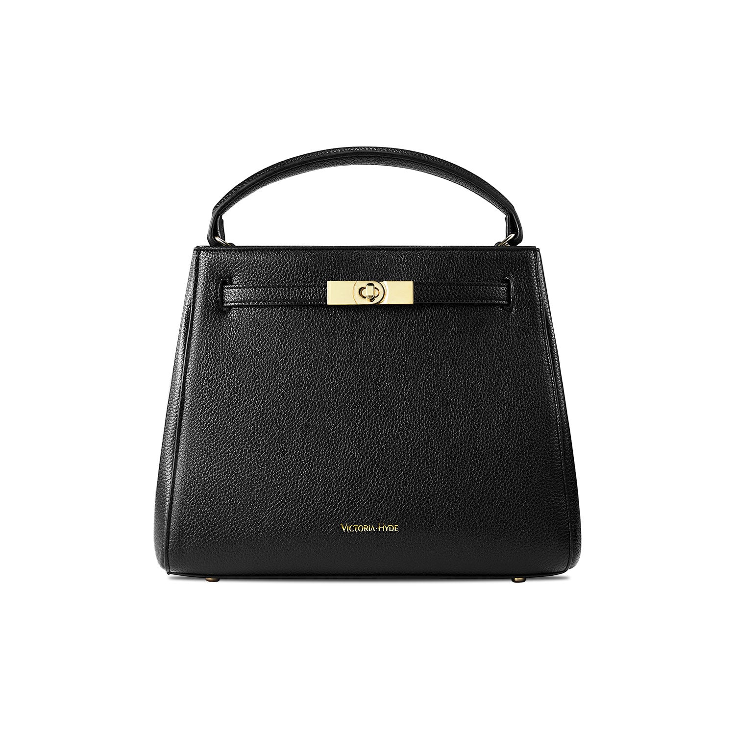 Victoria Hyde Victoria III work shoulder bag – trapezoid PU leather, gold closure, lightweight 0.7kg, fits 12.9" tablet, organizer pockets, 28x23x11 cm.