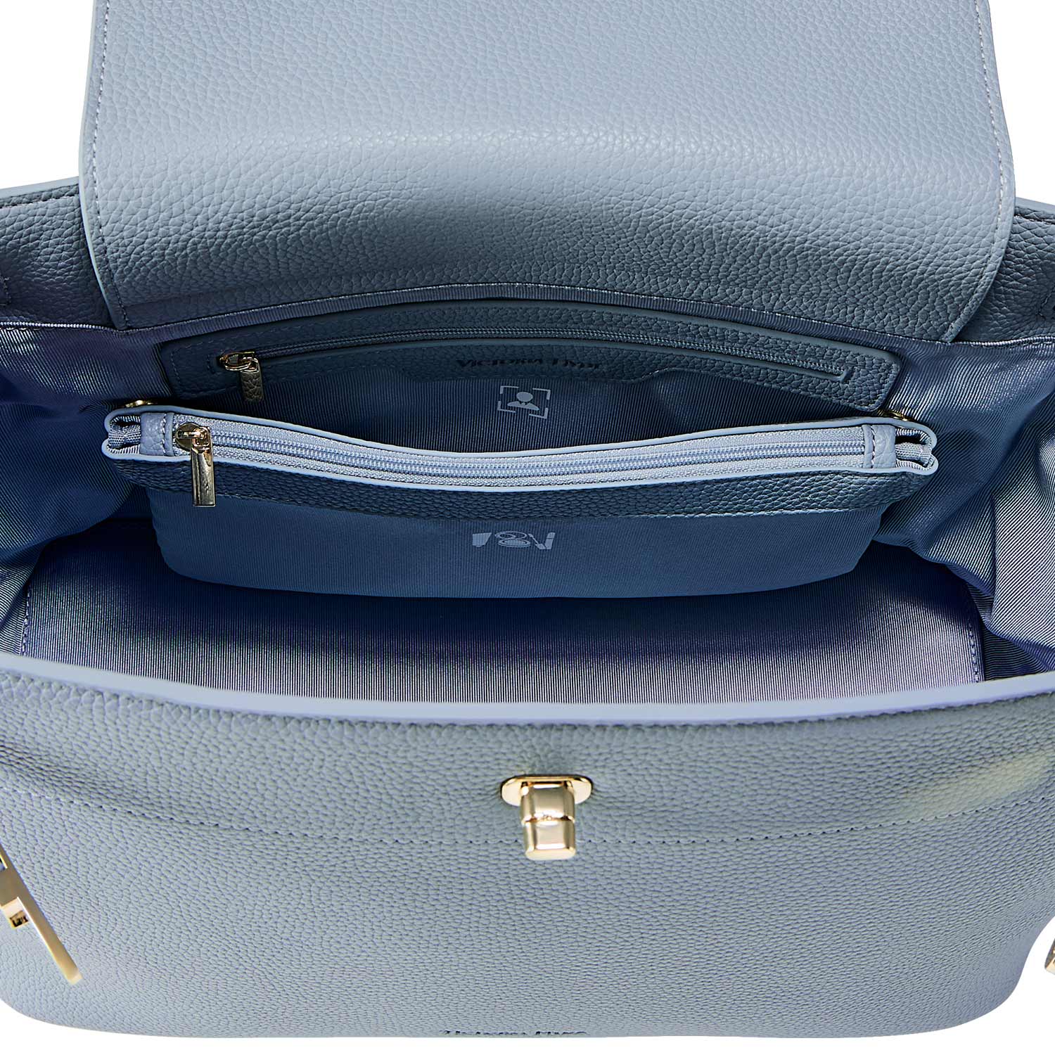 Victoria Hyde Alla business tote – gold turn-lock, PU leather, 32x23.5x17 cm, key/handy pockets, transparent ID slot, removable cosmetic pouch.