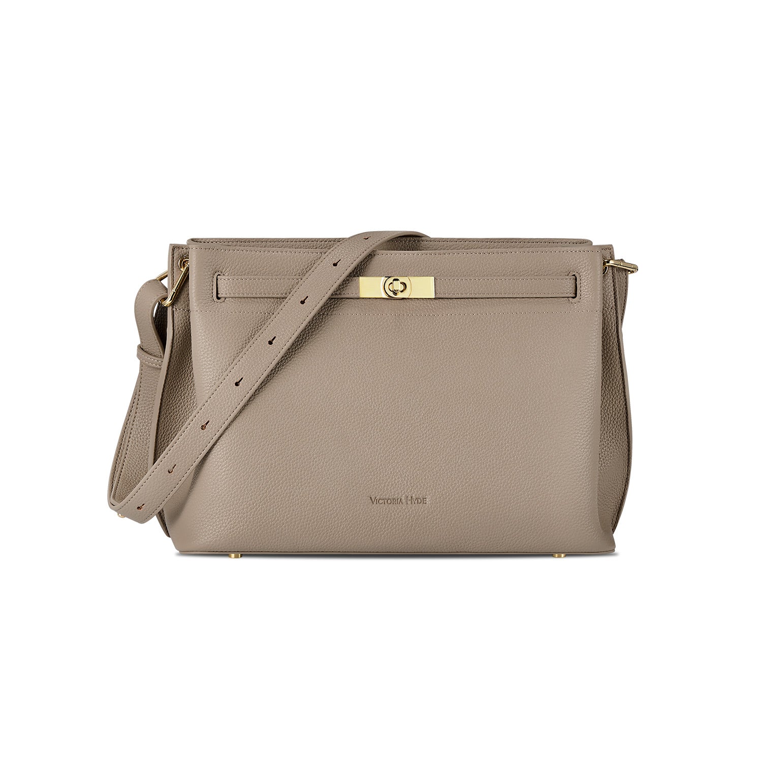 Victoria Hyde Alla business shoulder bag – gold turn-lock, PU leather, organizer pockets, removable pouch, 32x23.5x17 cm, for modern working women.