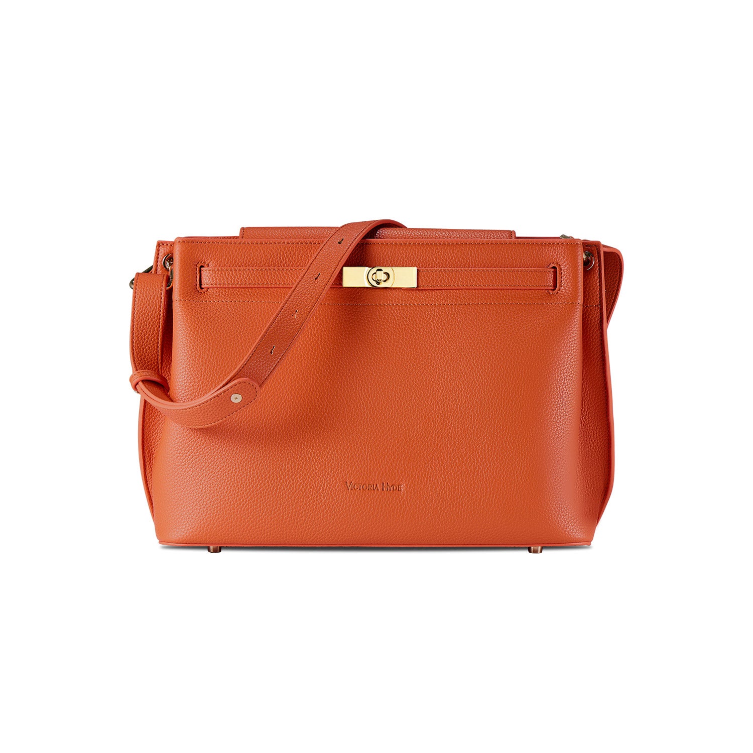 Victoria Hyde Alla business shoulder bag – gold turn-lock, PU leather, 32x23.5x17 cm, organizer pockets, removable pouch for work & travel.