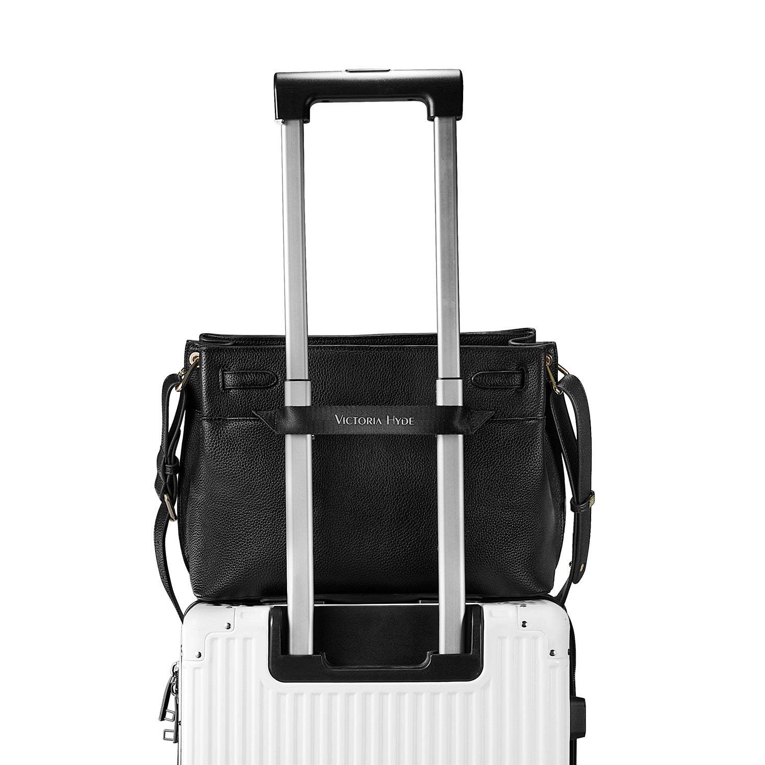 Victoria Hyde Alla business shoulder bag – modern work tote with gold turn-lock, PU leather, organizer pockets, removable cosmetic pouch, 32x23.5x17 cm.