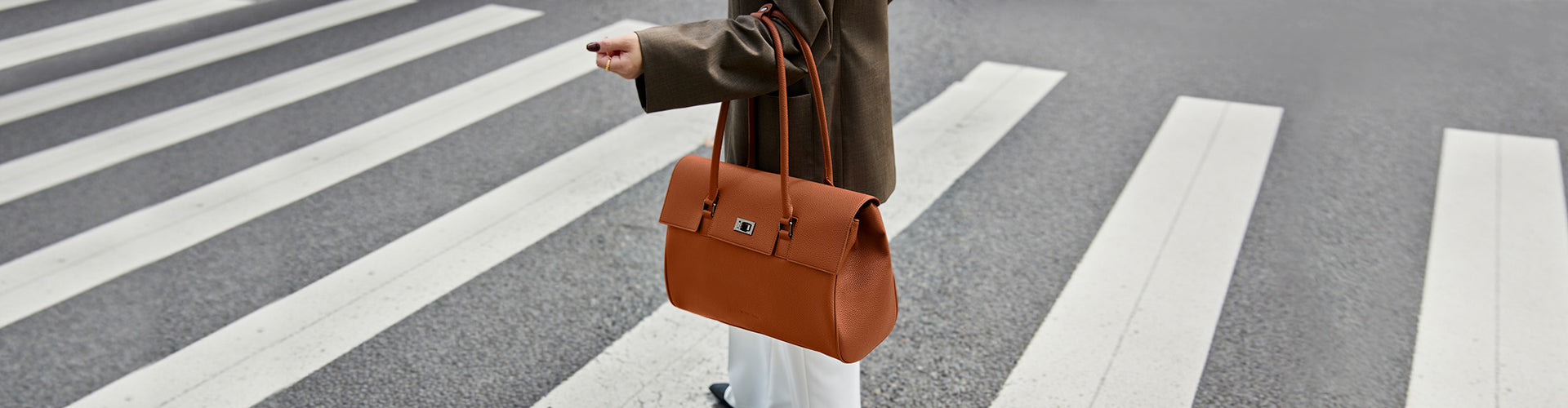 Jolene brown leather business laptop bag for women, featured in our product recommendation quiz for daily professional use.