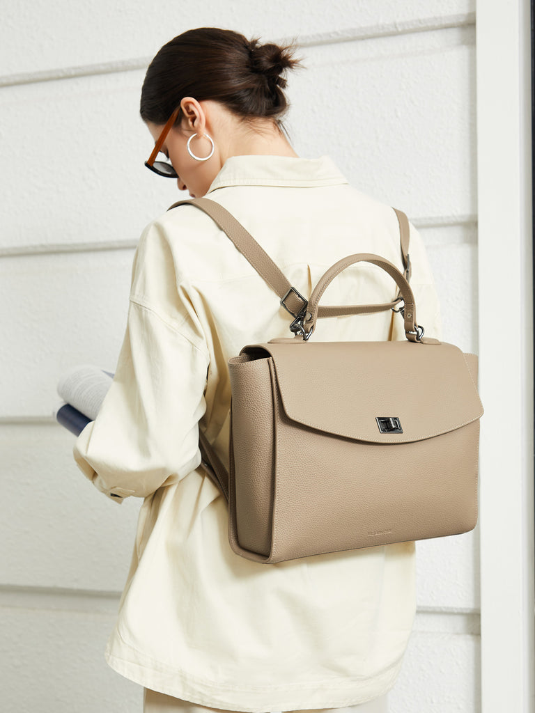 Victoria Hyde 2-in-1 backpack: stylish microfiber leather, converts from handbag to backpack with detachable straps, padded tablet compartment, lightweight.