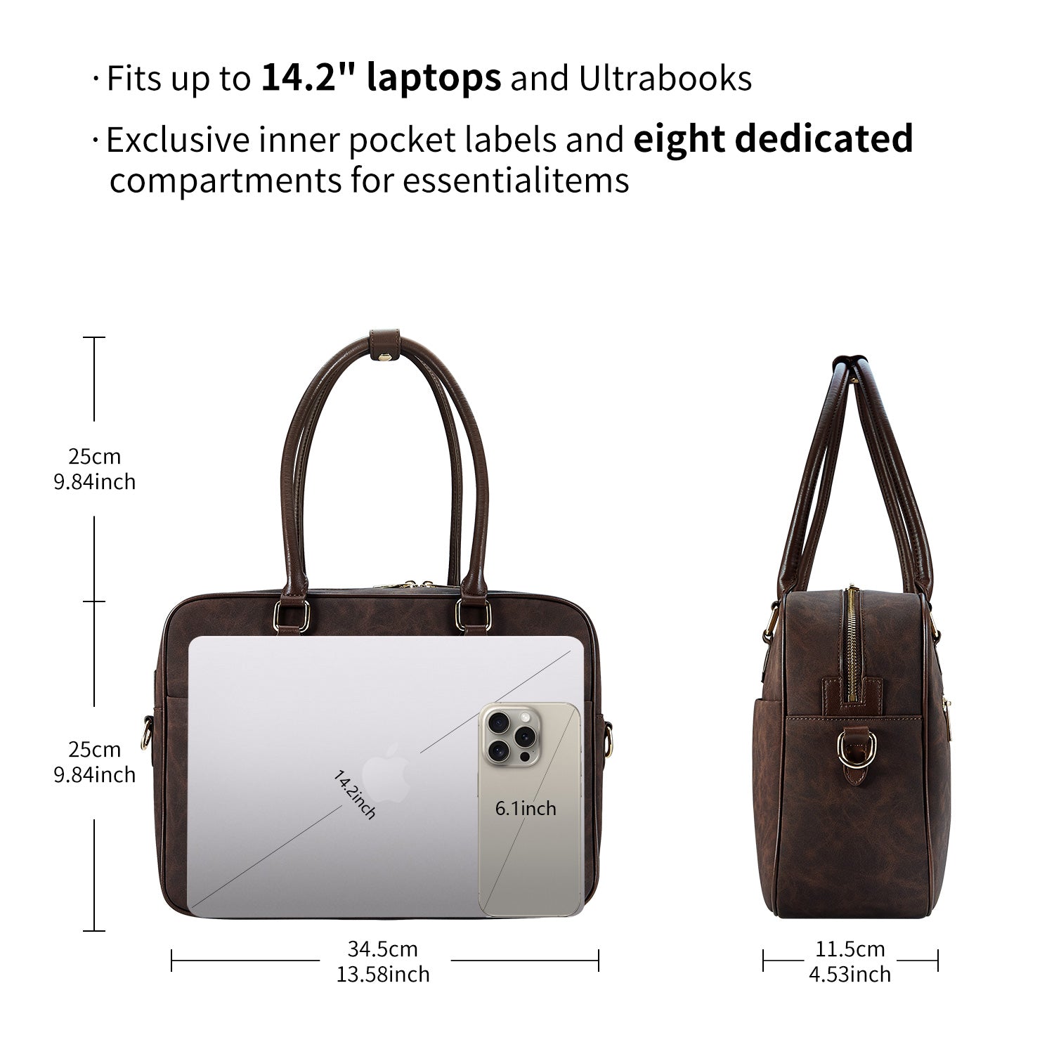 New Work Bag Margaret brown modern work bag sustainable tote bag with laptop compartment for women in business
