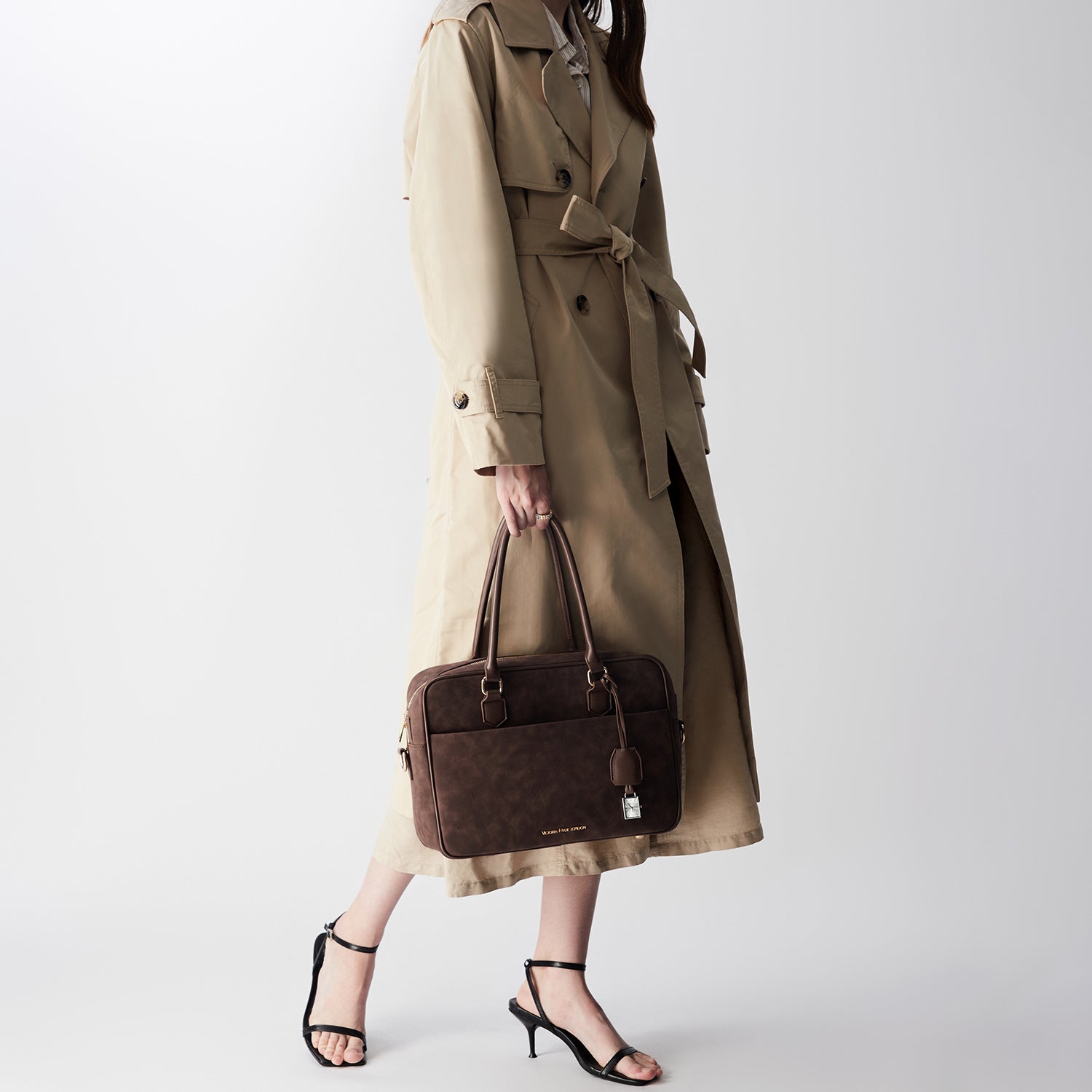 New Work Bag Margaret brown modern work bag sustainable tote bag with laptop compartment for women in business