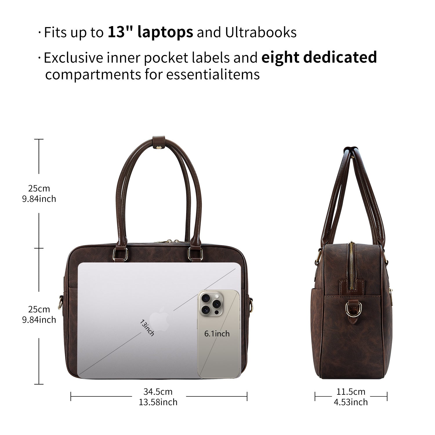 New Work Bag Margaret brown modern work bag sustainable tote bag with laptop compartment for women in business