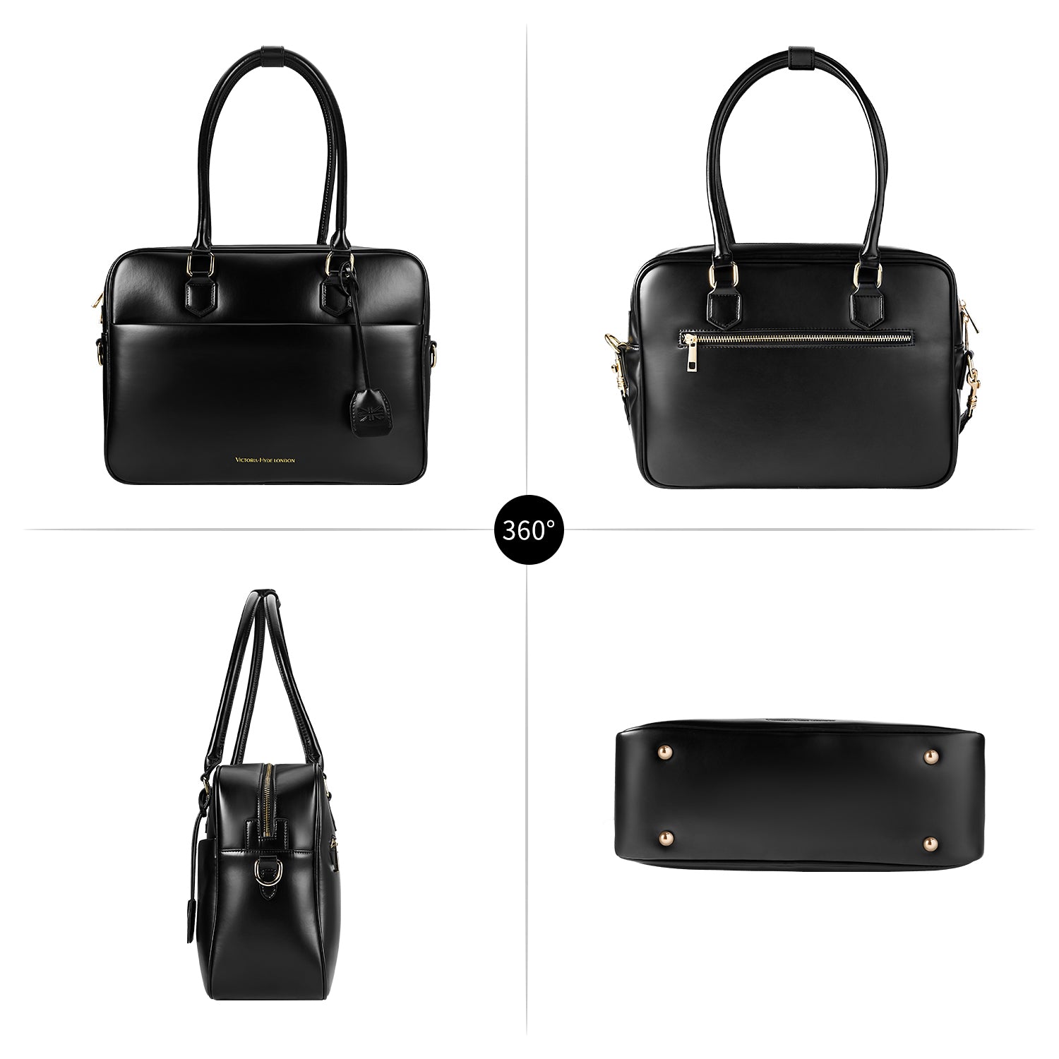 New Work Bag Margaret black modern work bag sustainable tote bag with laptop compartment for women in business