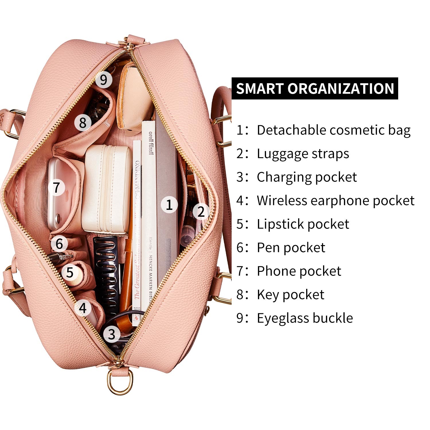 New Work Bag Margaret pink modern work bag sustainable tote bag with laptop compartment for women in business