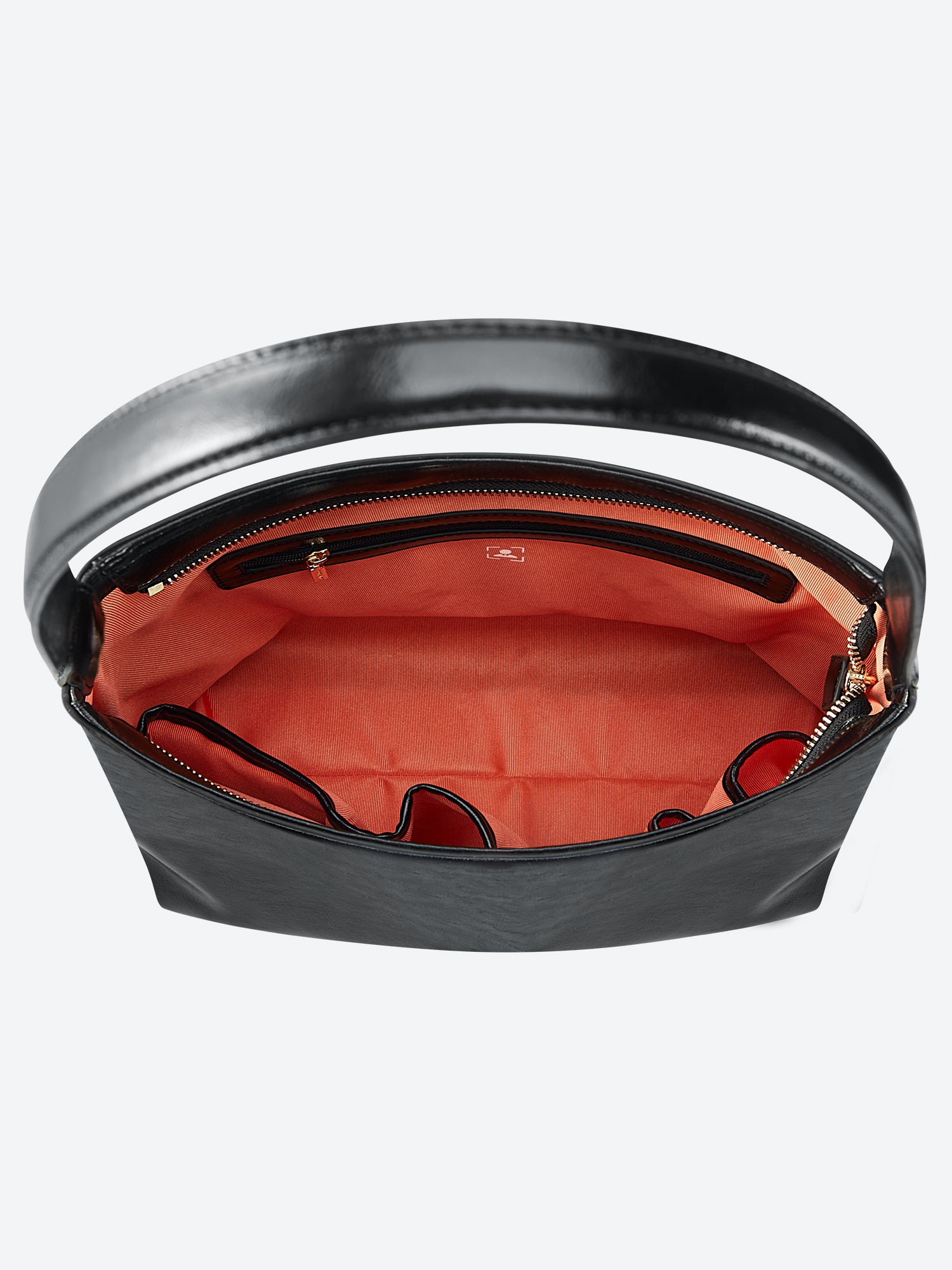 Victoria Hyde shoulder bag, microfiber leather, recycled lining. Padded sunglasses compartment, trolley strap, light gold hardware. “Love what you do” detail.