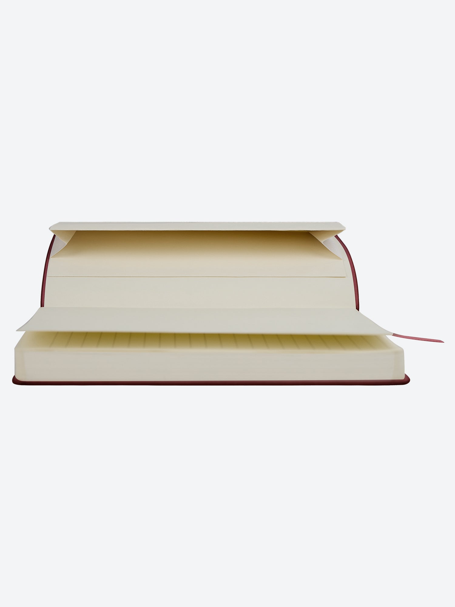 Side profile of the Victoria Hyde Anna Notebook in red, showing the high-quality paper thickness and elegant hardcover design for professional use.