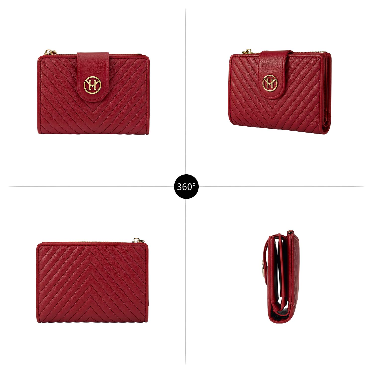 Victoria Hyde Rosi cherry red genuine leather wallet with multiple card slots