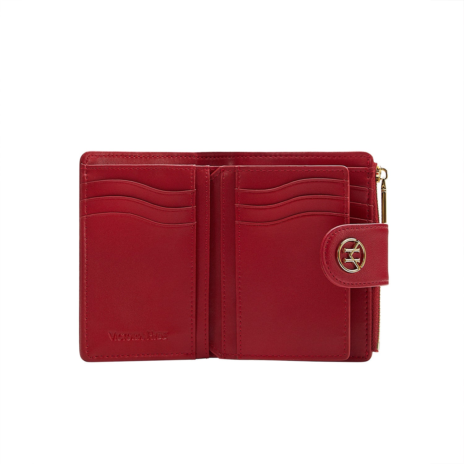 Victoria Hyde Rosi cherry red genuine leather wallet with multiple card slots
