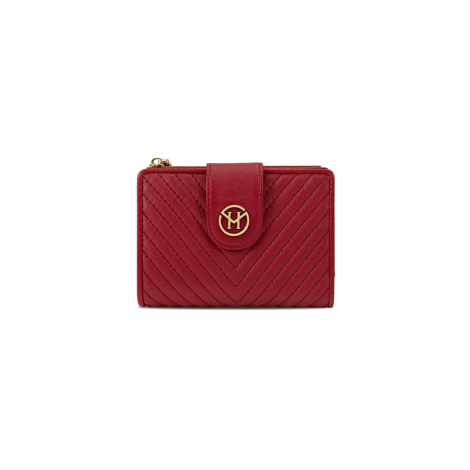 Victoria Hyde Rosi cherry red genuine leather wallet with multiple card slots