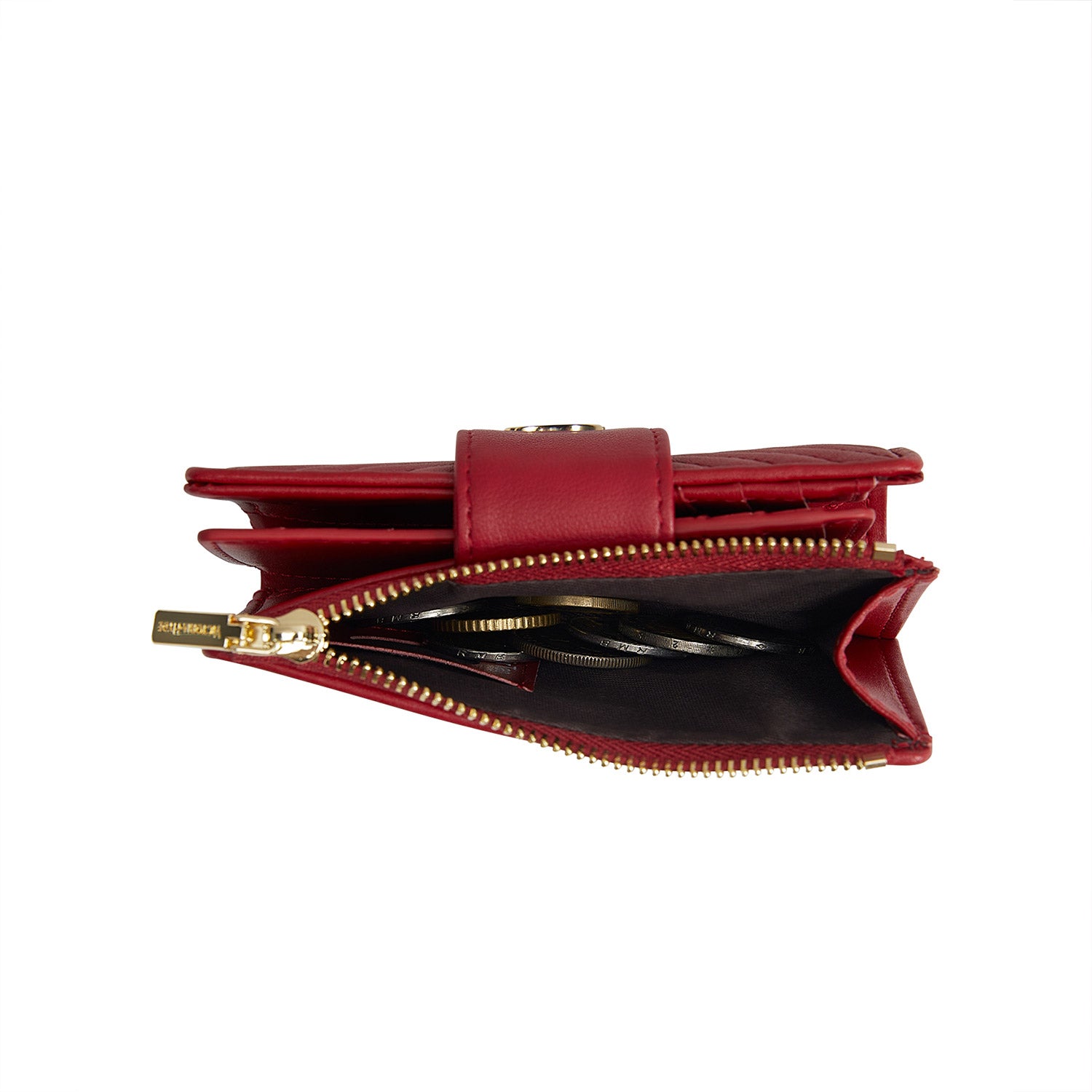 Victoria Hyde Rosi cherry red genuine leather wallet with multiple card slots