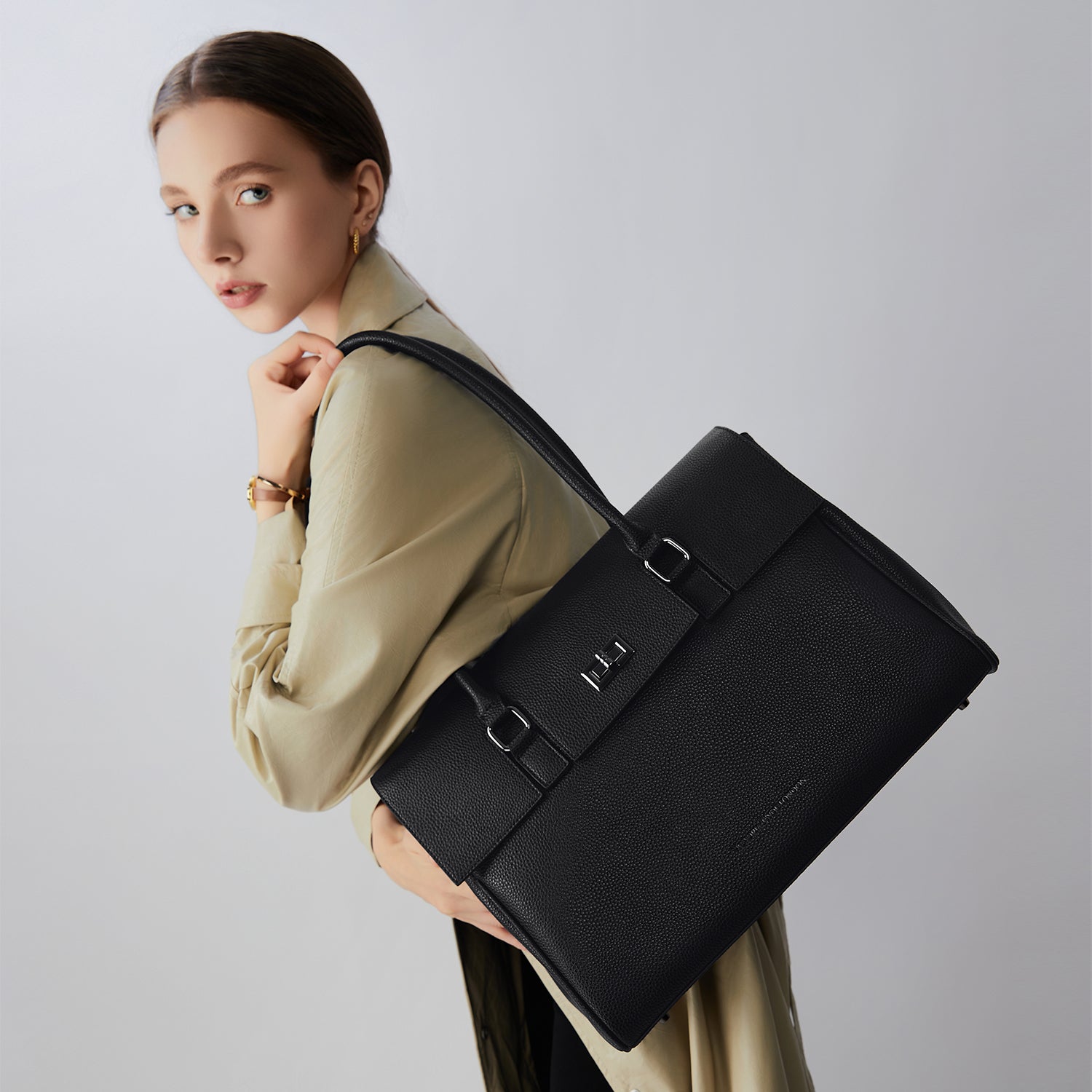 New Work Bag Jolene Black modern work bag sustainable tote bag with laptop compartment for women in business