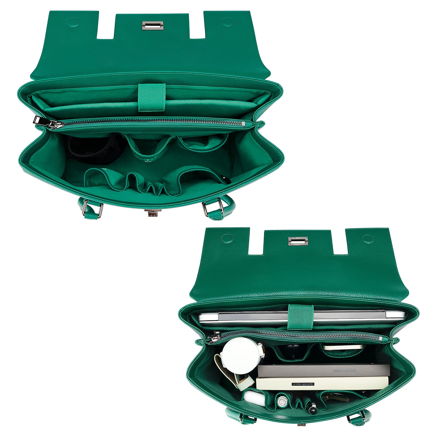 New Work Bag Jolene Green modern work bag sustainable tote bag with laptop compartment for women in business