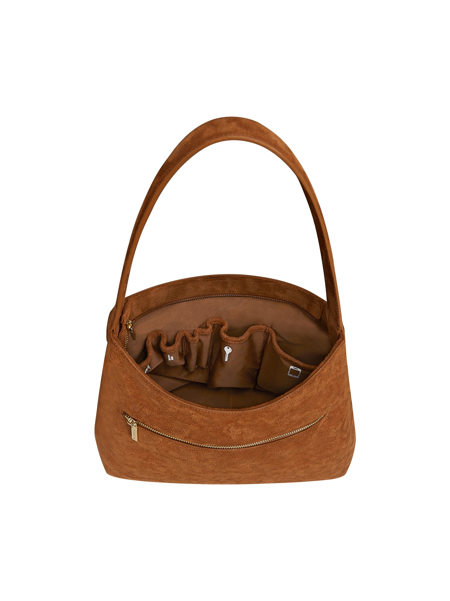 Elegant women's shoulder bag in Split Leather with light gold hardware, perfect for work and daily use