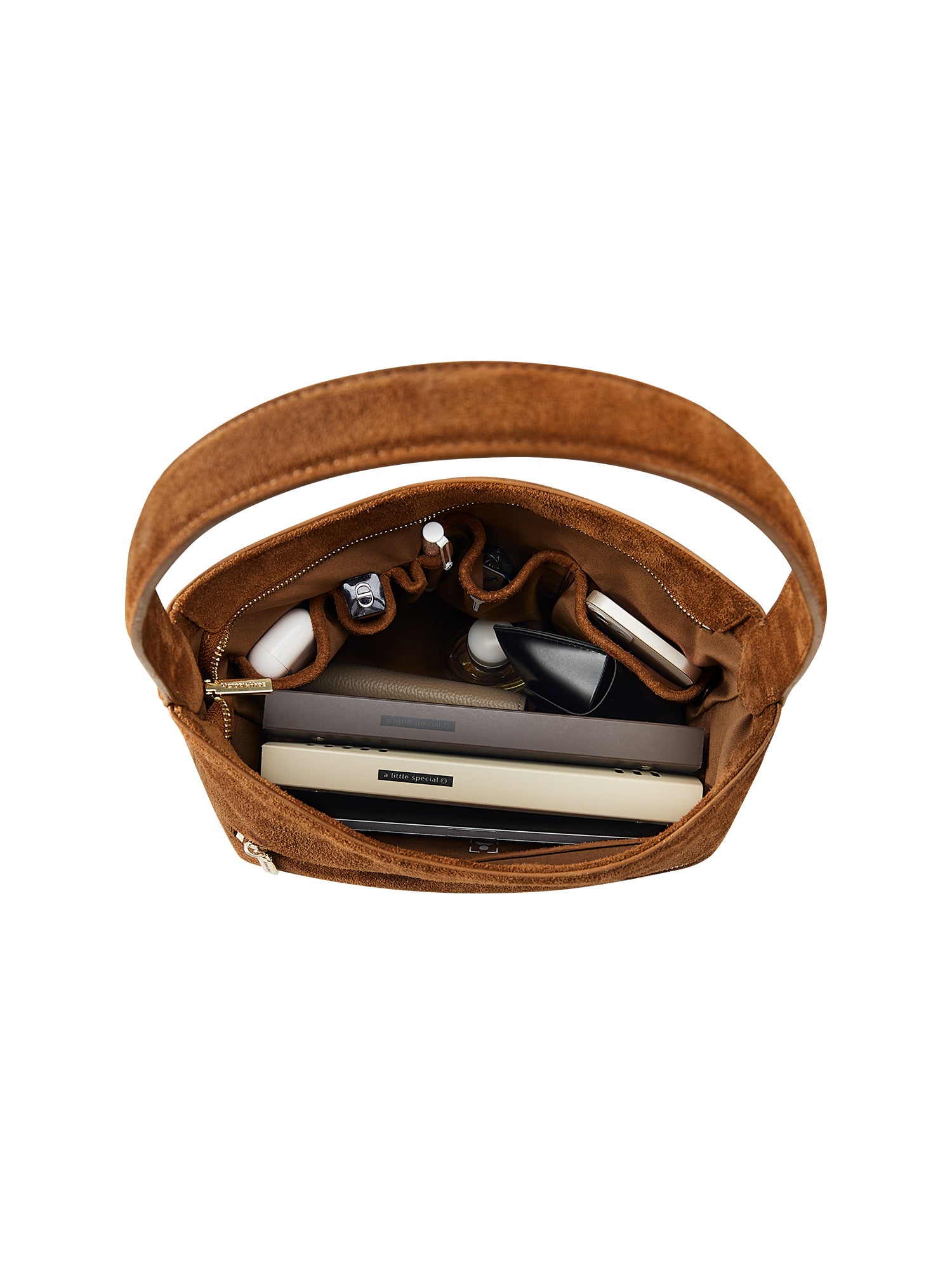 Elegant women's shoulder bag in Split Leather with light gold hardware, perfect for work and daily use