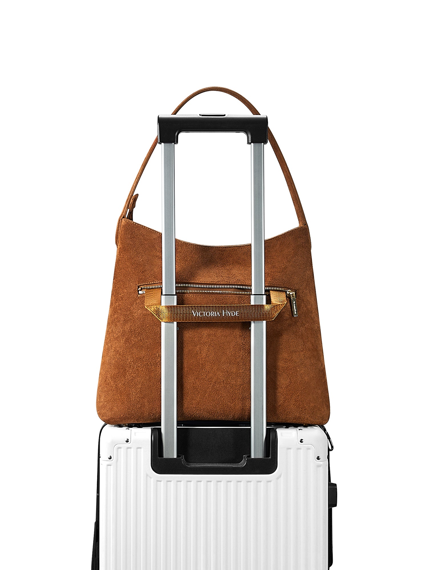 Elegant women's shoulder bag in Split Leather with light gold hardware, perfect for work and daily use