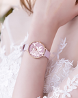 粉色 Croxley 蕾丝皮革手表