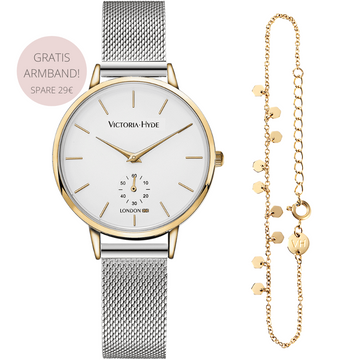 Bicolore Uhr in Gold und Silber mit passenden Armband