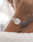 Bicolore Uhr in Rosegold und Silber mit passenden Armband